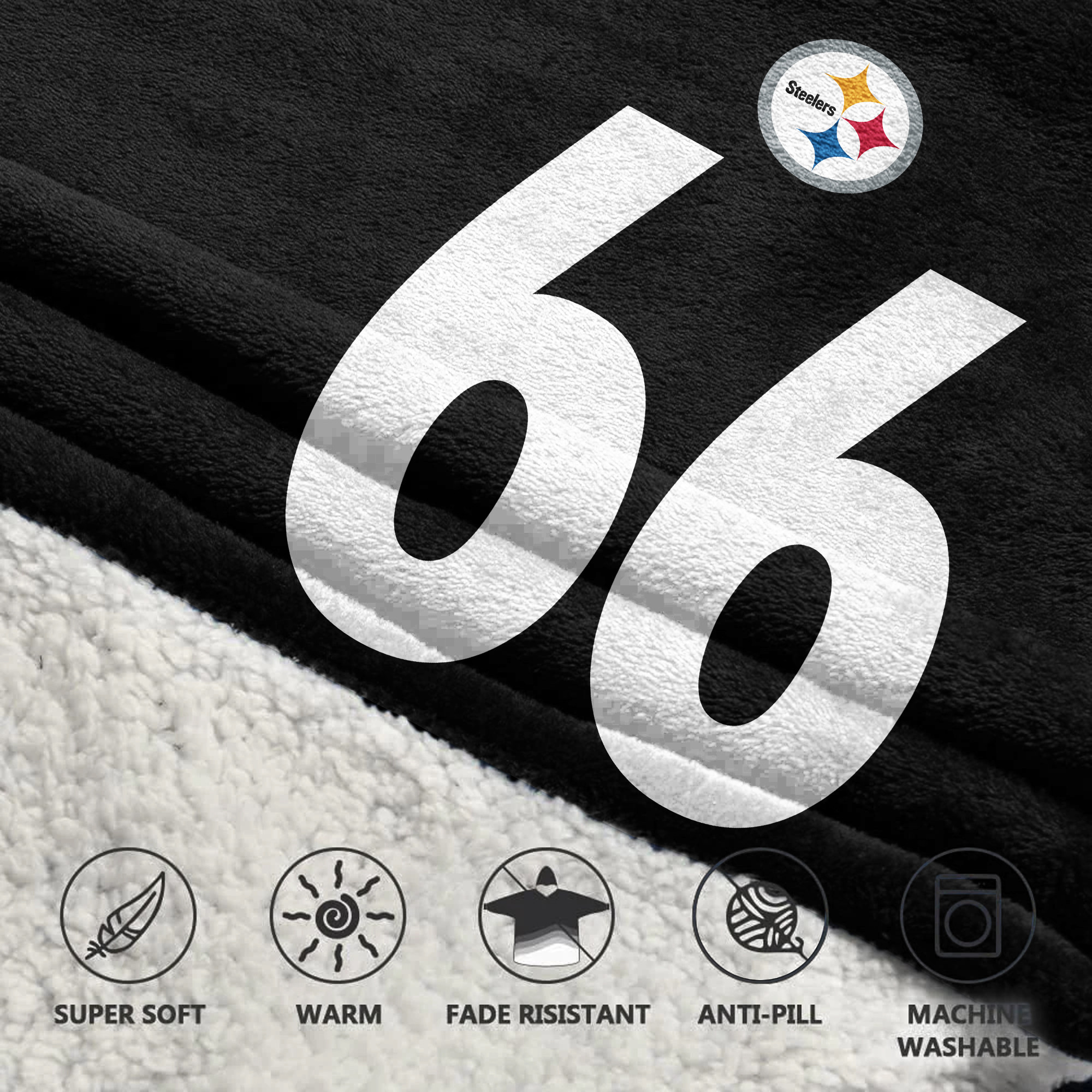 Adult 66 Pittsburgh Football Unisex Blanket Hoodie