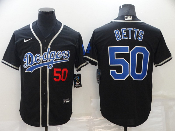 Men's  Los Angeles Dodgers #50 Mookie Betts Black MLB Cool Base Jersey