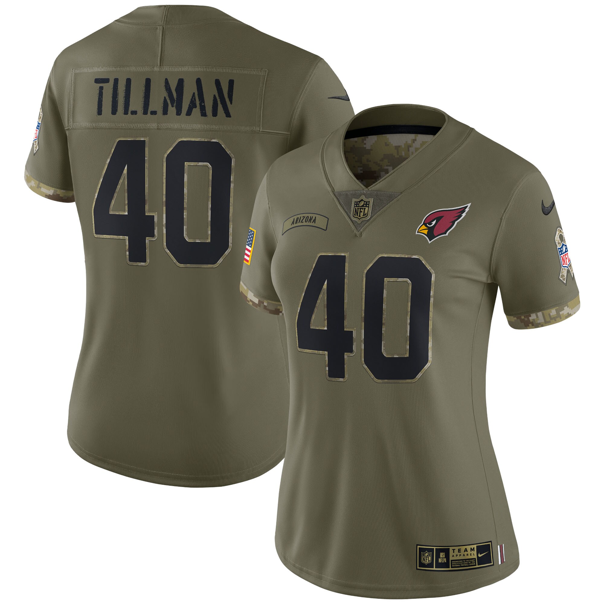 Pat Tillman Arizona Cardinals  Women's 2022 Salute To Service Retired Player Limited Jersey - Olive