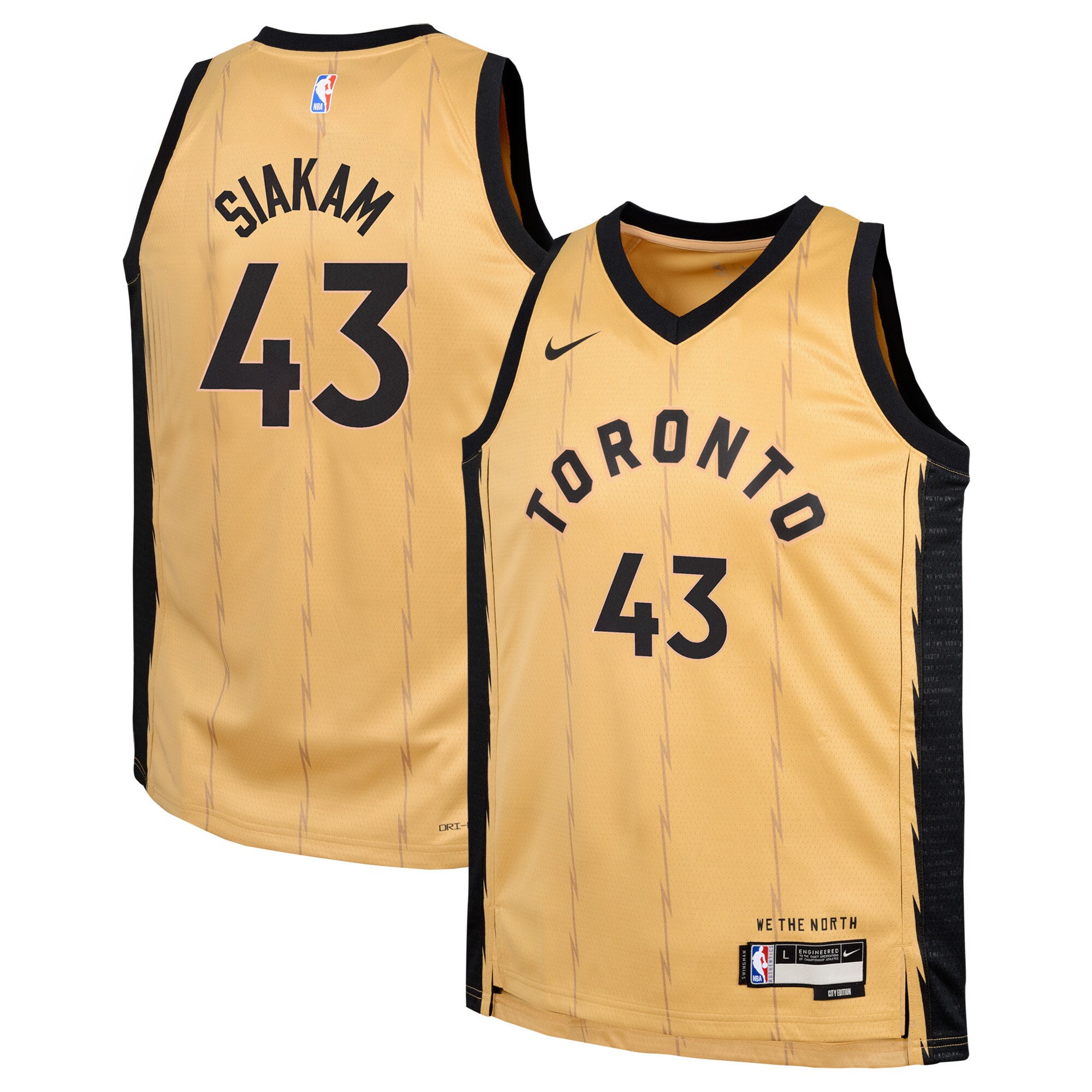 Youth Toronto Raptors Pascal Siakam  Gold 2023/24 Swingman Replica Jersey - City Edition