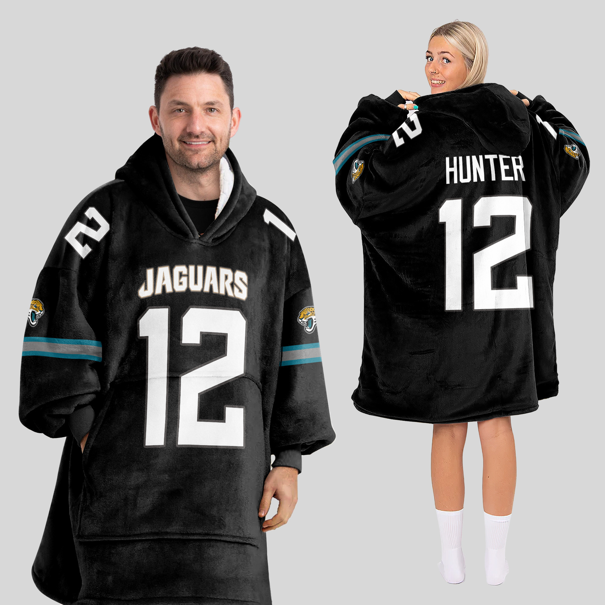 Adult 12 Jacksonville Football Unisex Blanket Hoodie