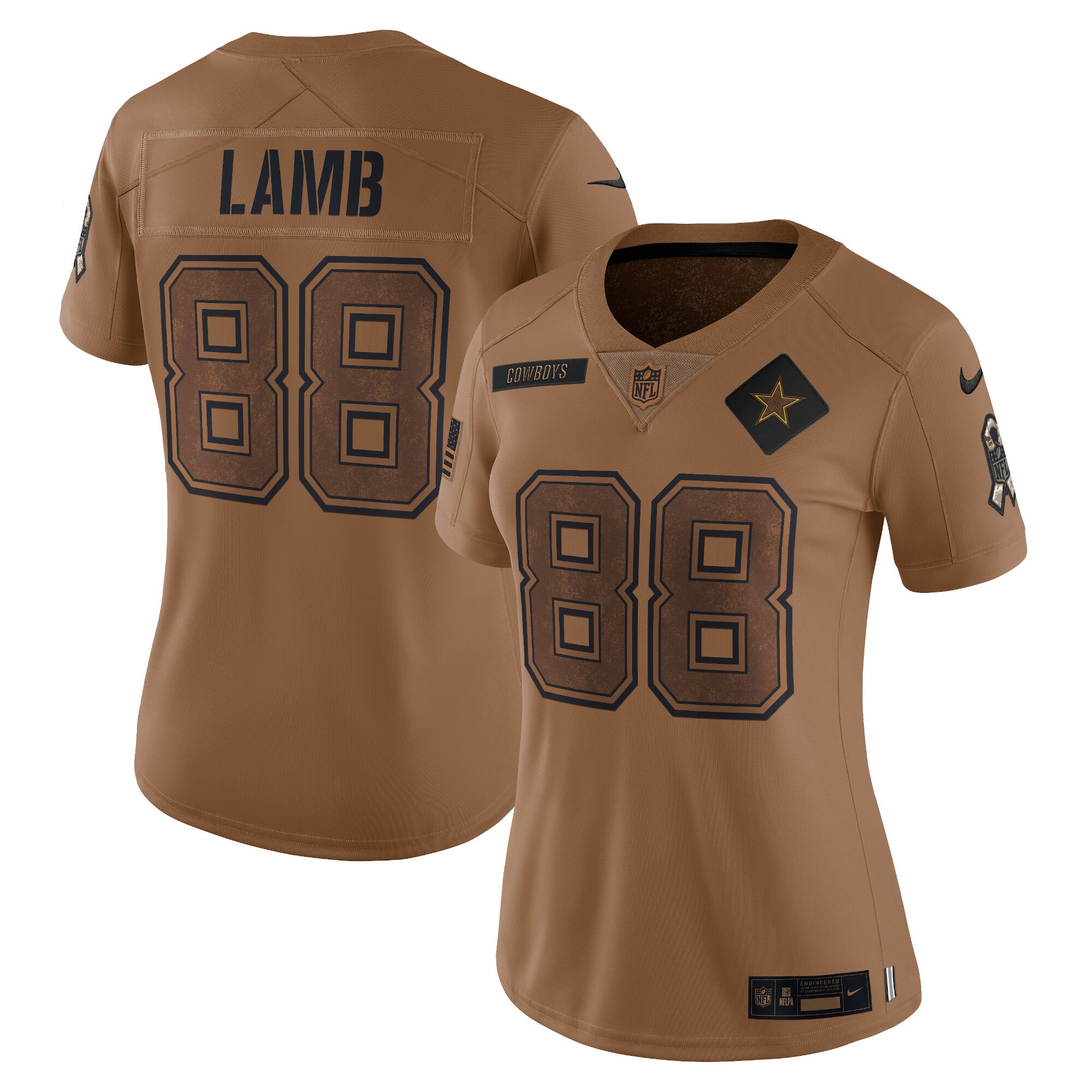 CeeDee Lamb Dallas Cowboys  Women's 2023 Salute To Service Limited Jersey - Brown