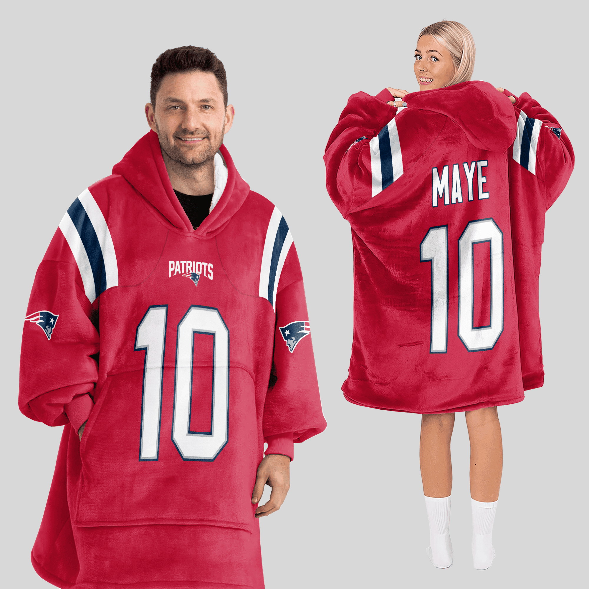 10 New England Football Unisex Blanket Hoodie