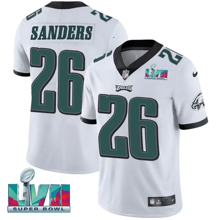 Men's Saquon Barkley #26 Players Limited Jersey Super Bowl LVII Patch-Green & Black & White