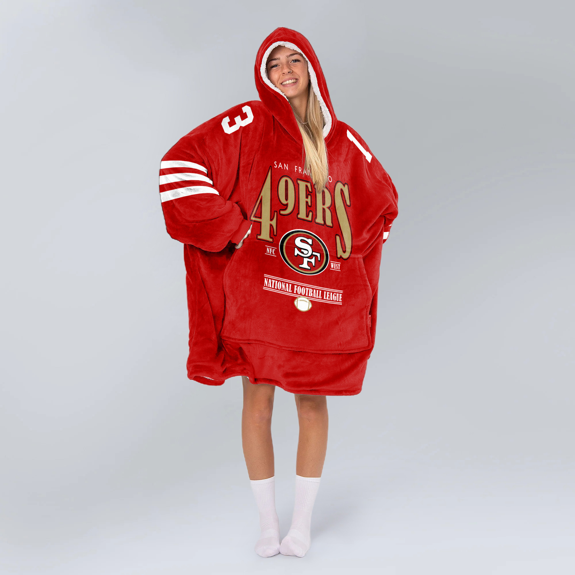 Adult 13 San Francisco 49ers Football Unisex Blanket Hoodie