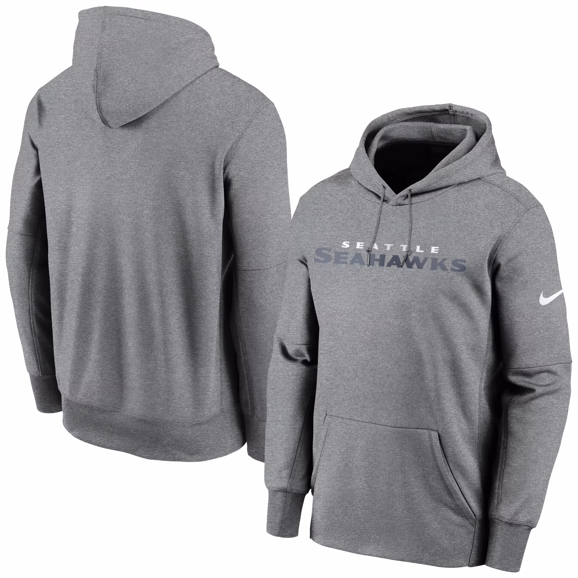 Seattle Seahawks Wordmark Therma Performance Pullover Hoodie - Heathered Charcoal