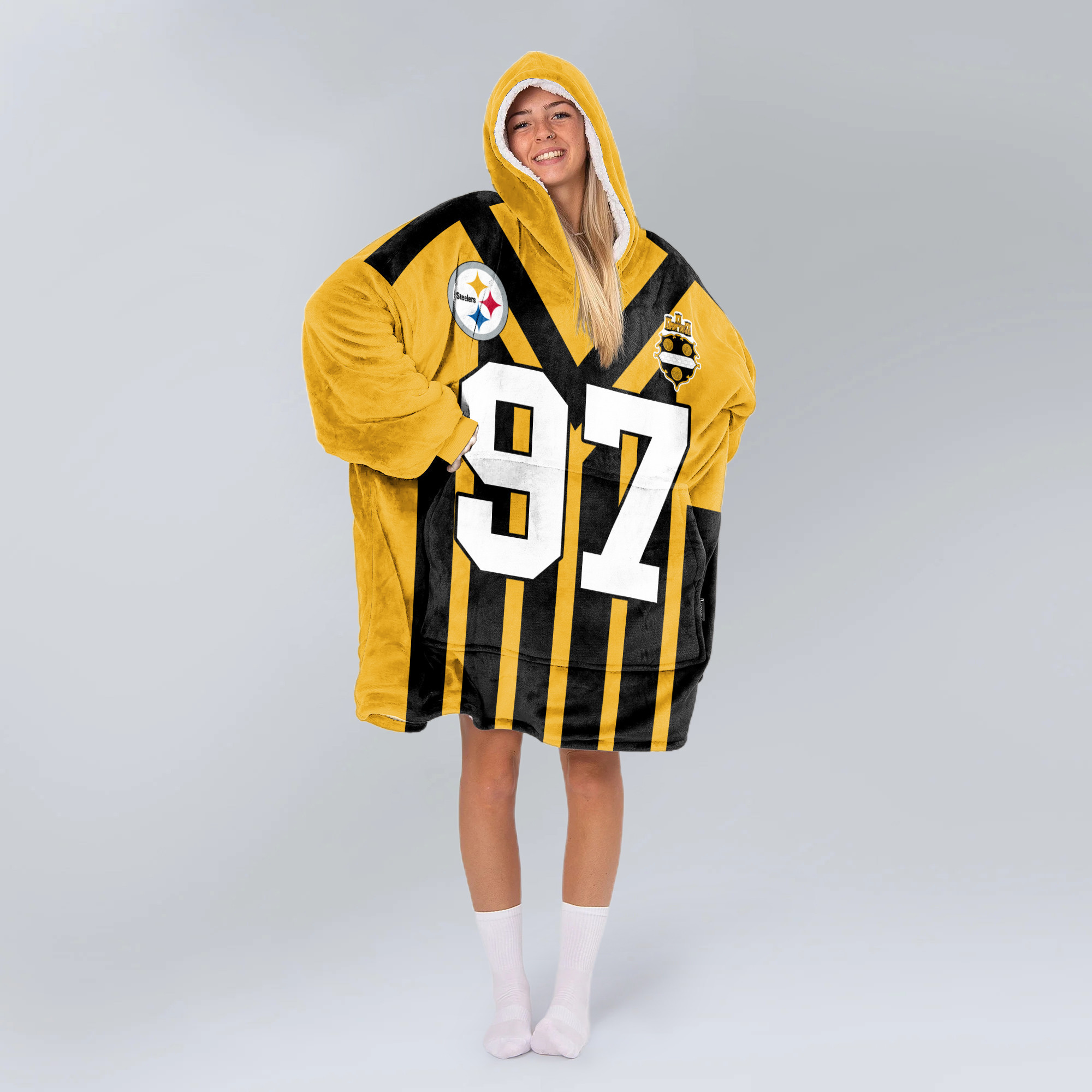 Adult 97 Pittsburgh Football Unisex Blanket Hoodie