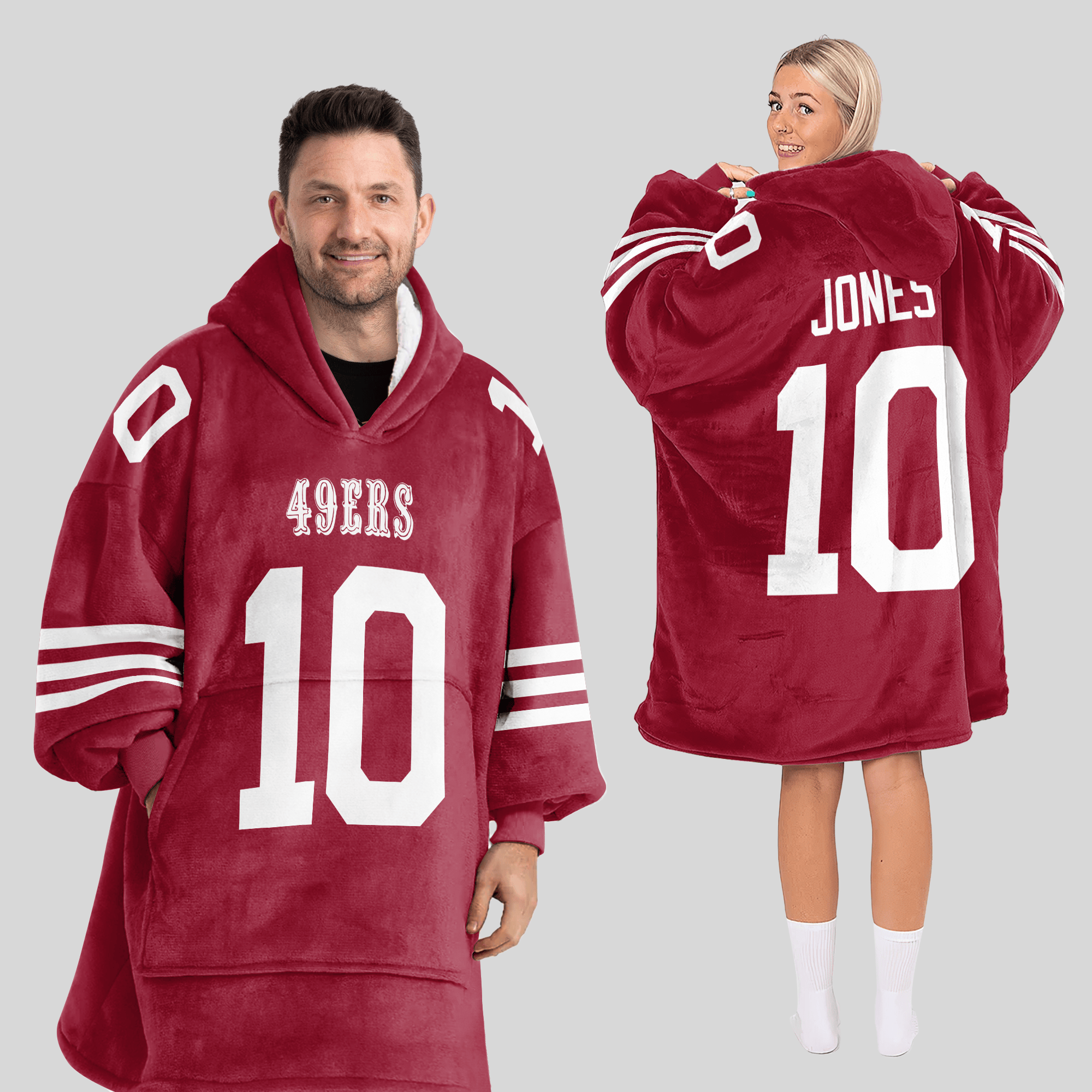 Adult M.J 10 San Francisco 49ers Football Unisex Blanket Hoodie