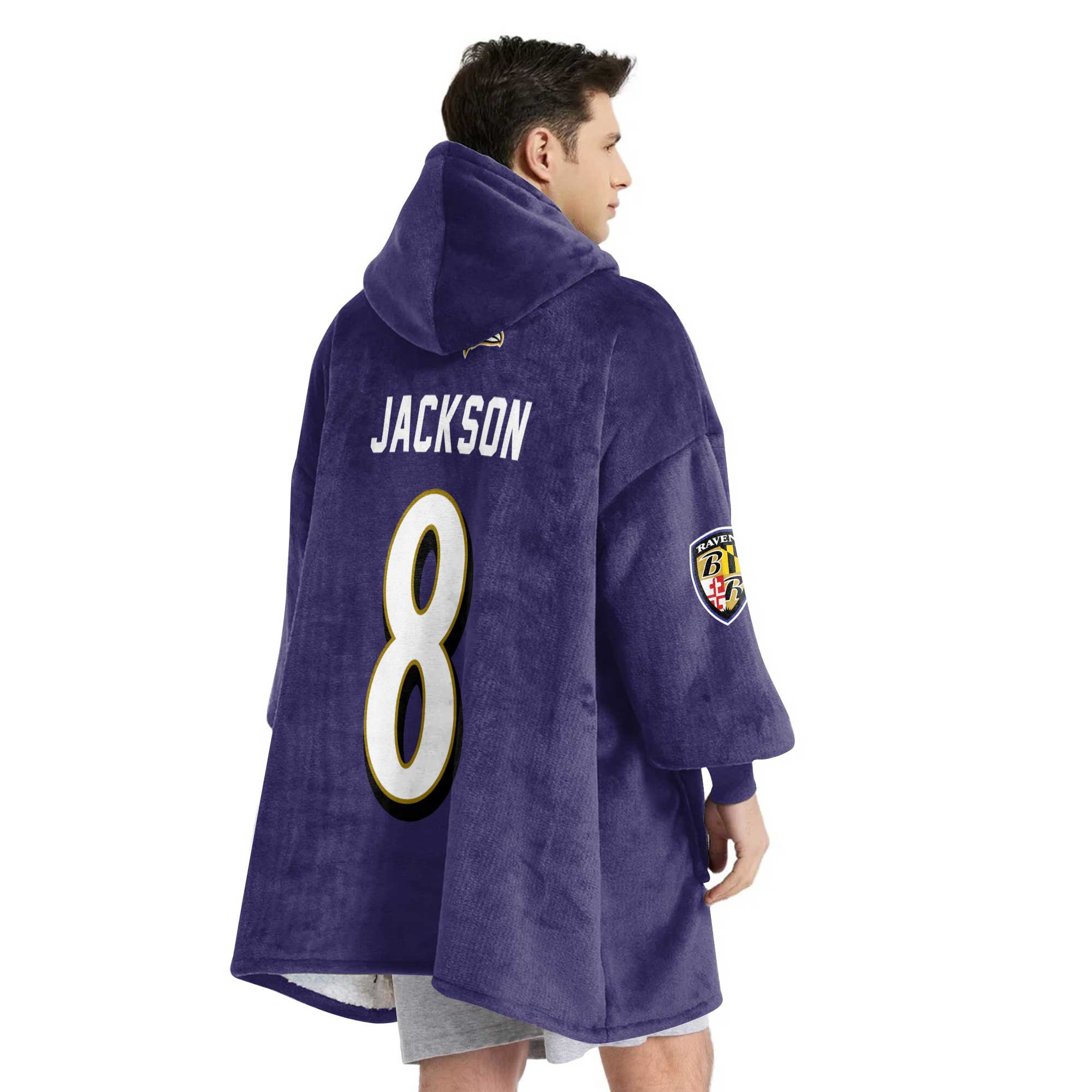Adult Captain 8 Baltimore Football Unisex Blanket Hoodie