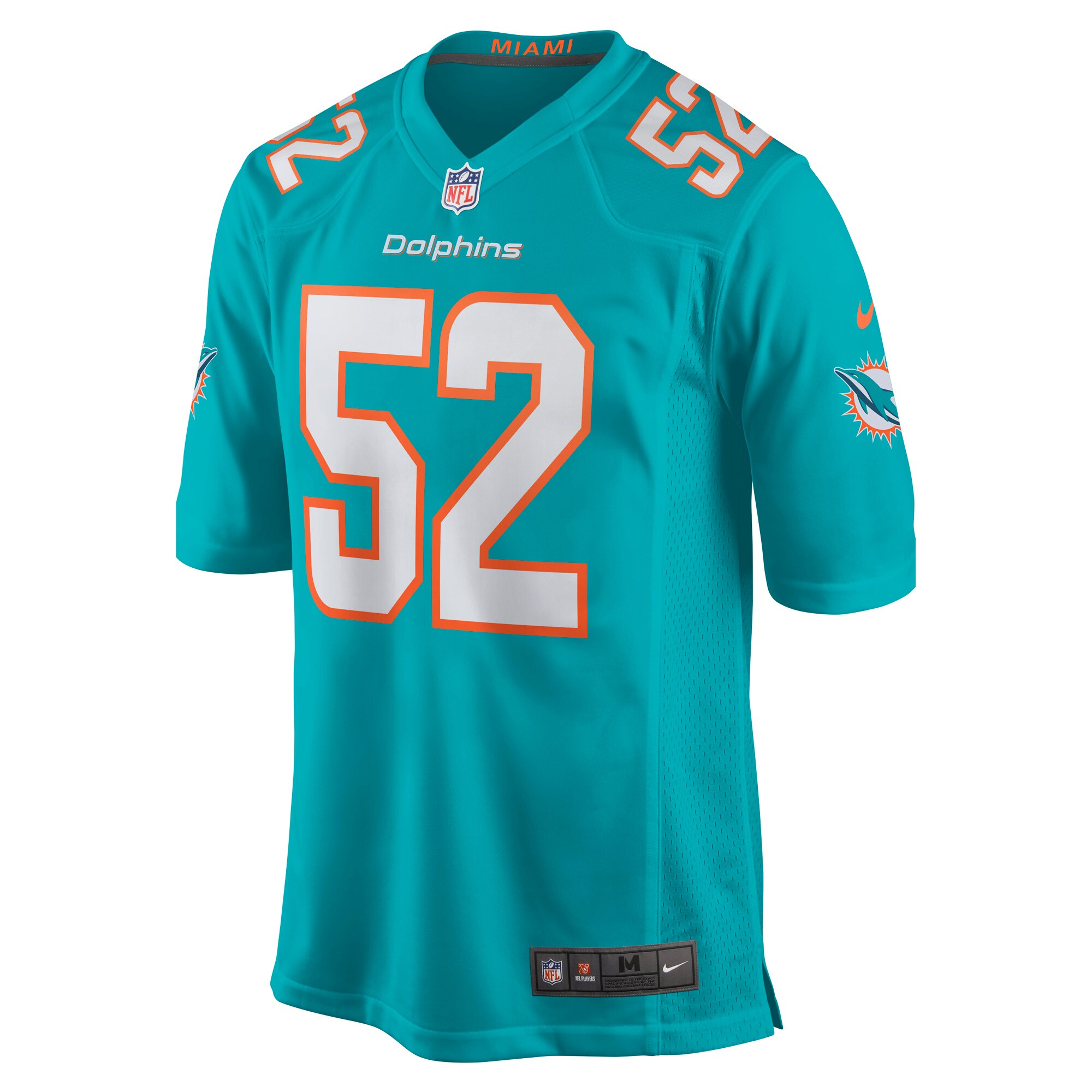 Elandon Roberts Miami Dolphins  Game Player Jersey - Aqua