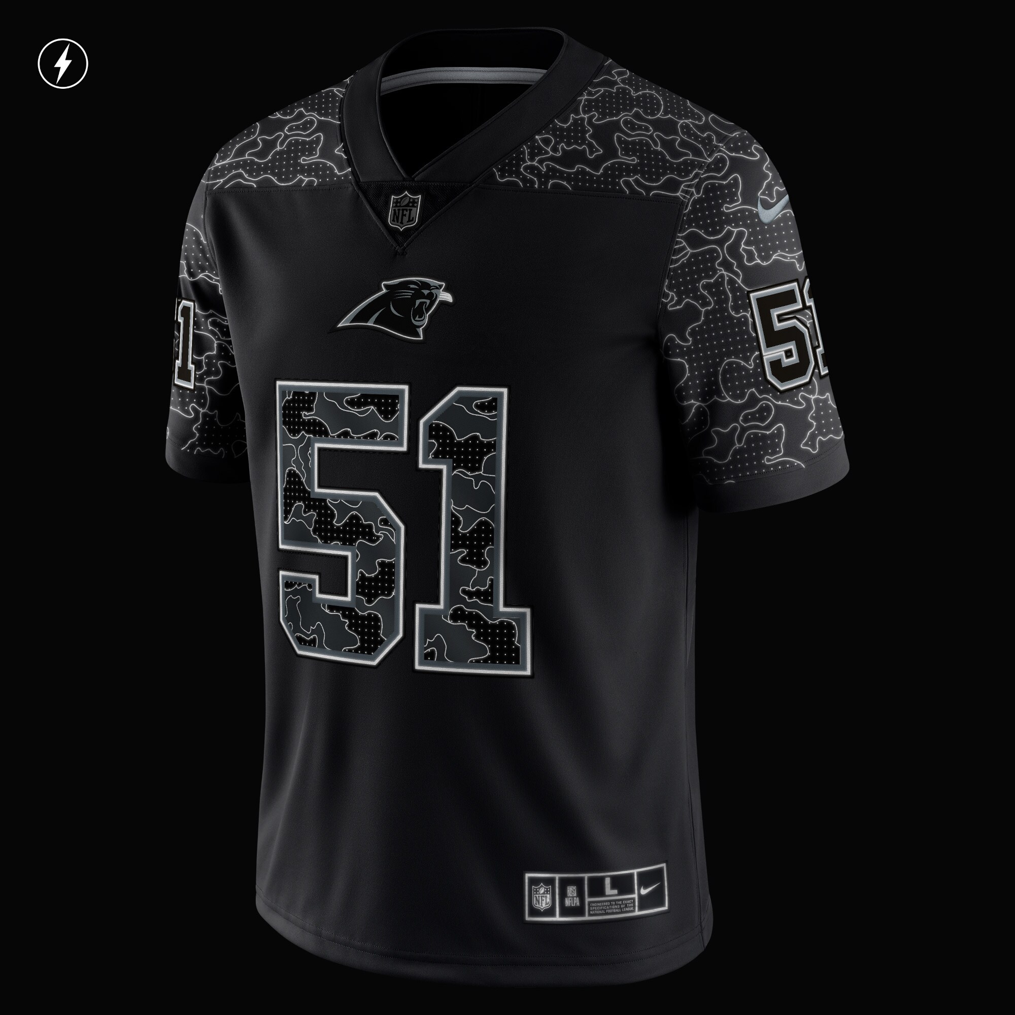 Sam Mills Carolina Panthers Retired Player RFLCTV Limited Jersey - Black