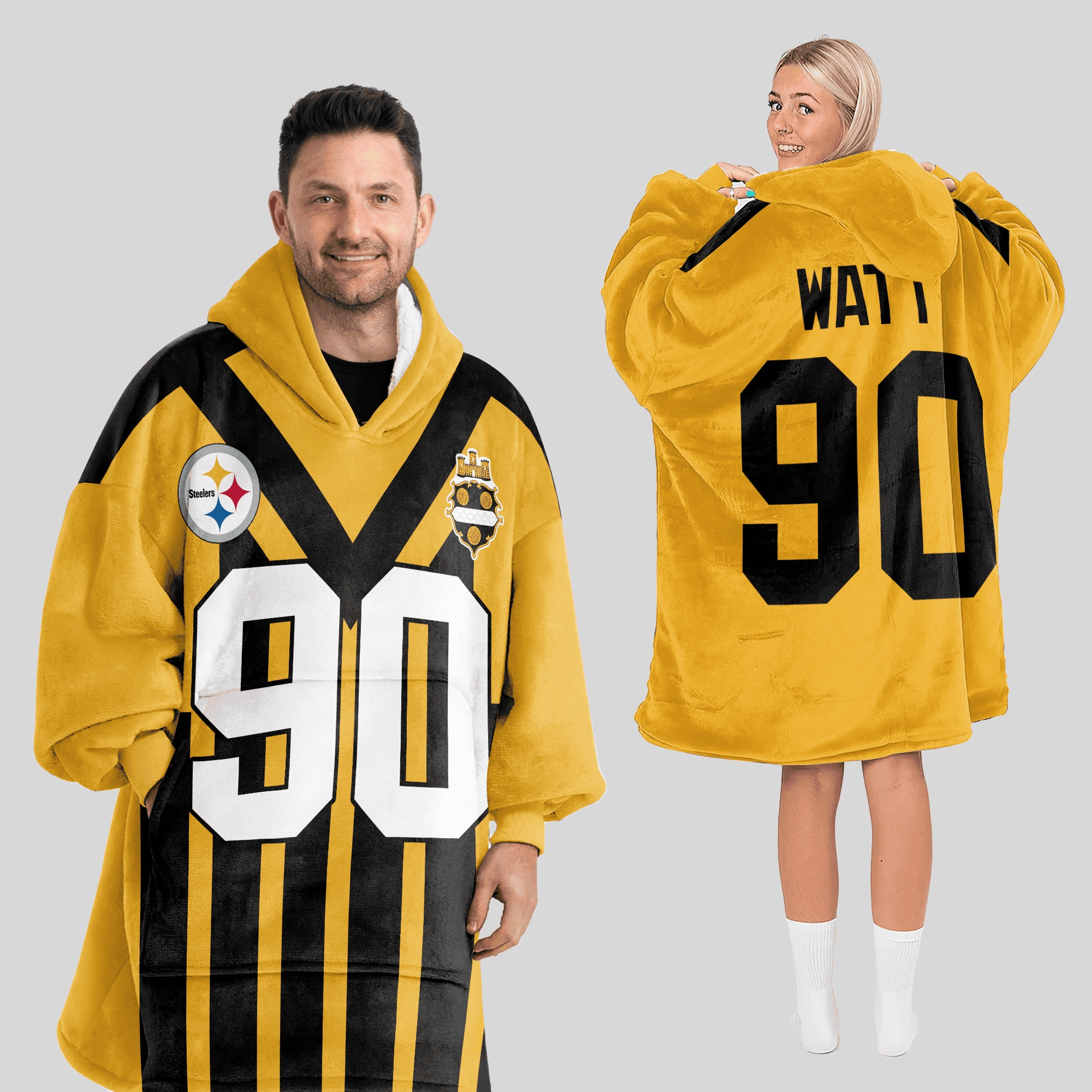 Adult 90 Pittsburgh Football Unisex Blanket Hoodie