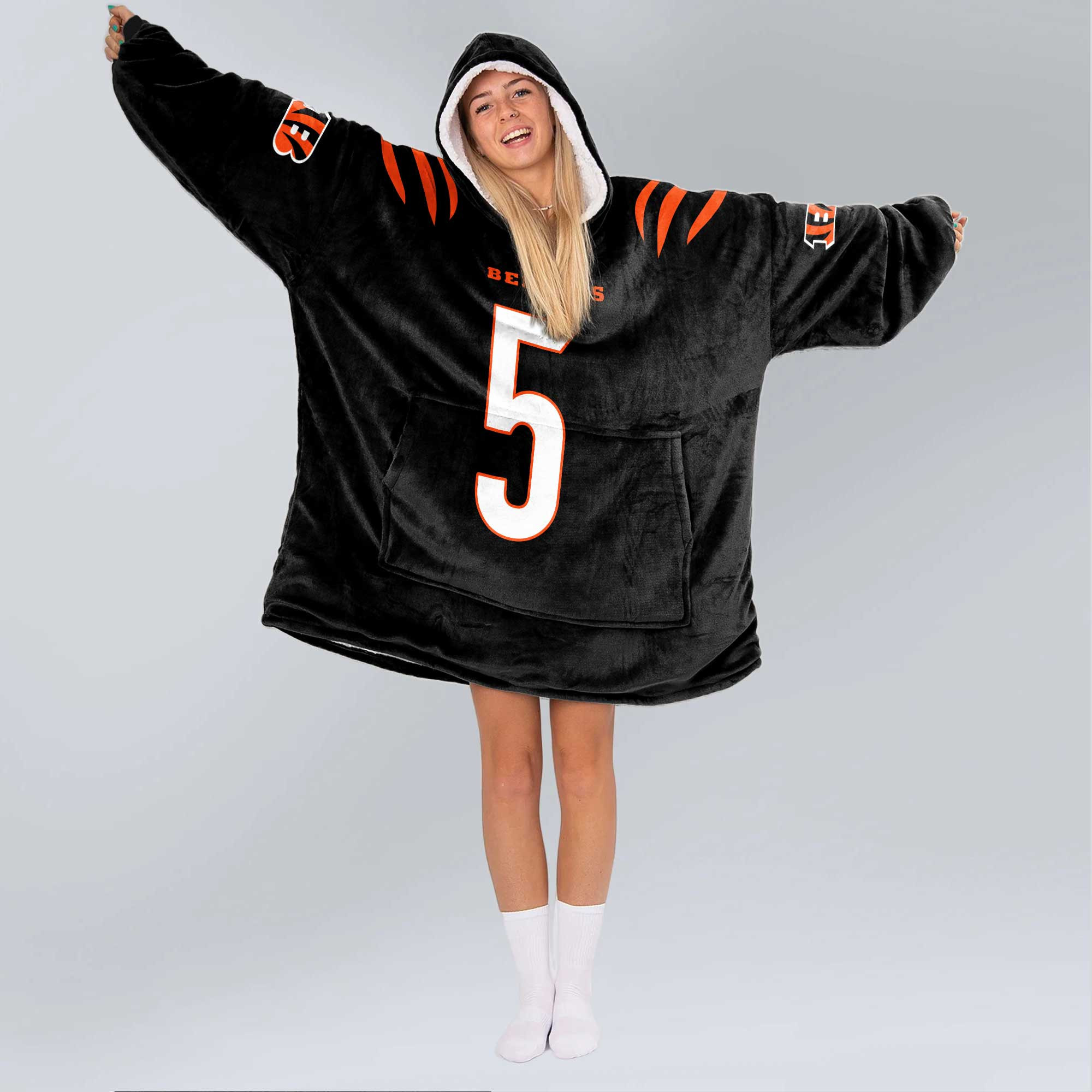 Adult 5 Cincinnati Football Unisex Blanket Hoodie