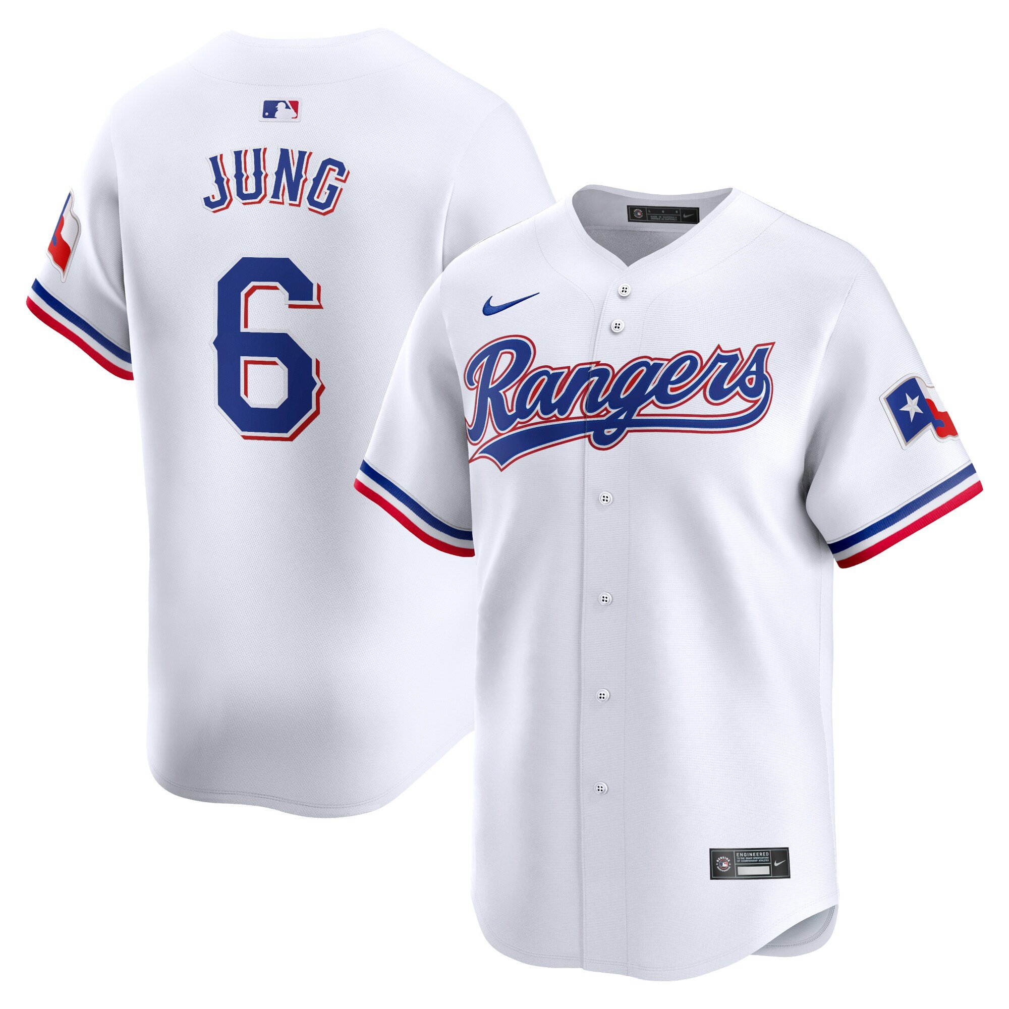 Men's Texas Rangers #6 Josh Jung  White Home Limited Player Jersey