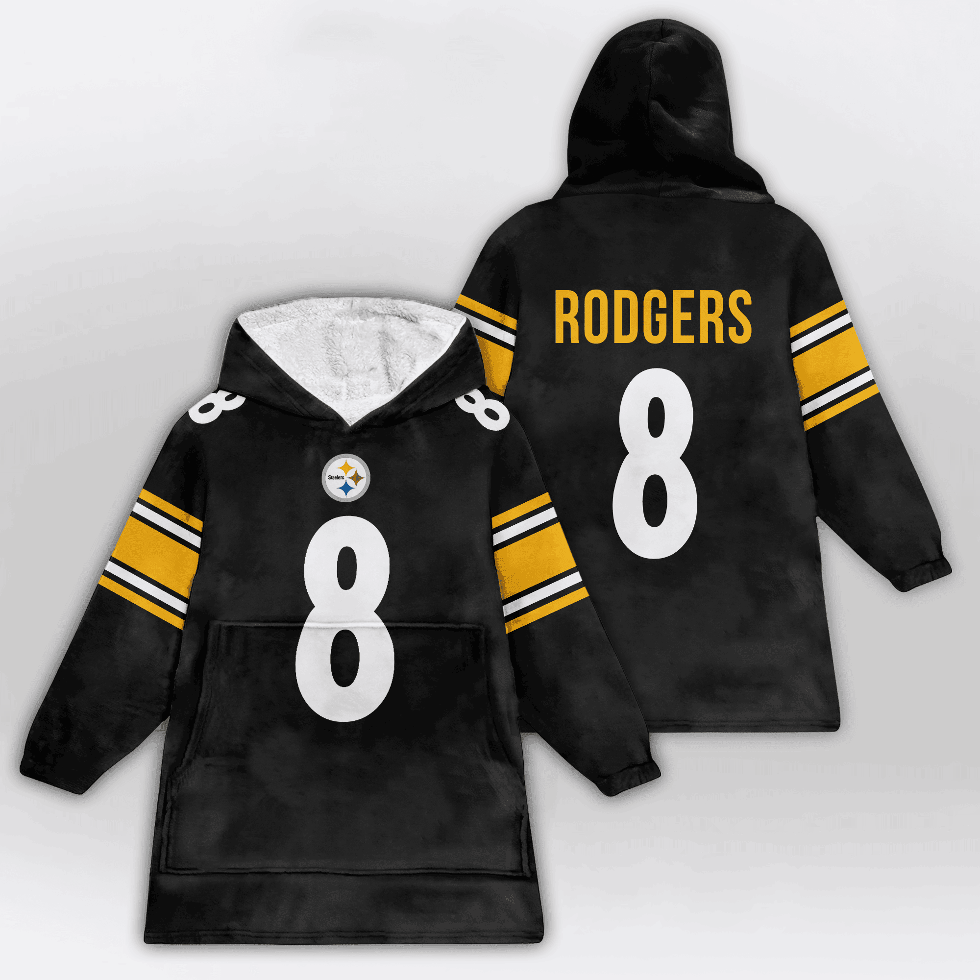Kid 8 Pittsburgh Football Unisex Blanket Hoodie