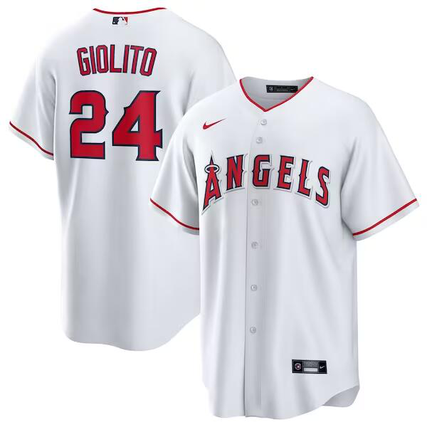Men's Los Angeles Angels #24 Lucas Giolito  White Home Player Cool Base MLB Jersey