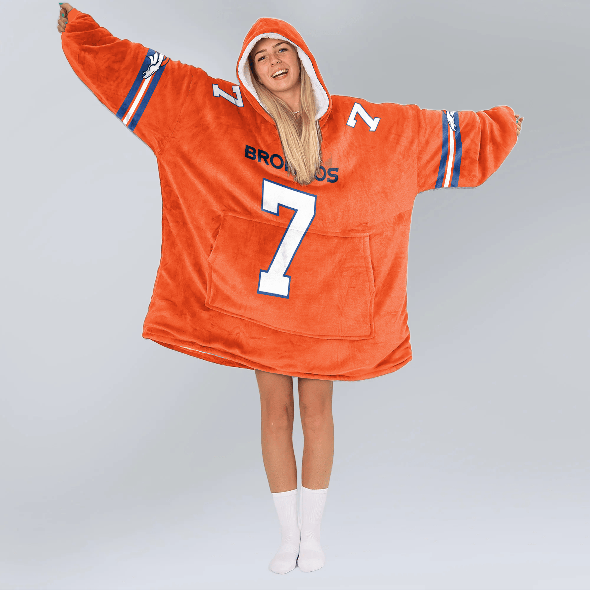 Adult J.E 7 Denver Football Unisex Blanket Hoodie