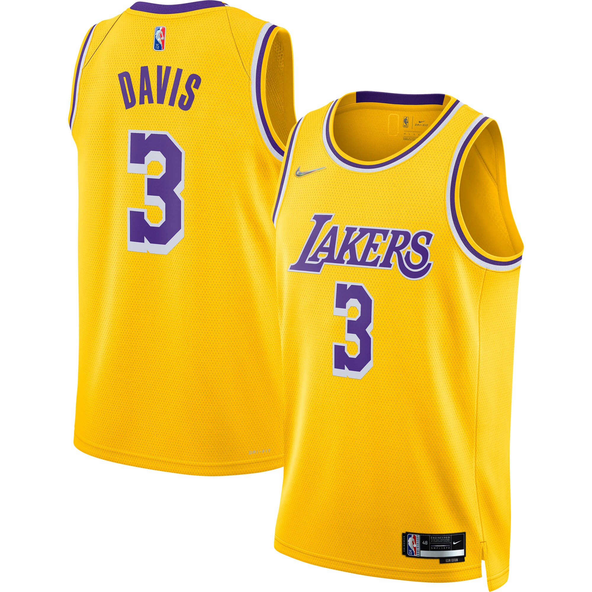 Anthony Davis Los Angeles Lakers 2021/22 Diamond Swingman Jersey - Icon Edition - Gold