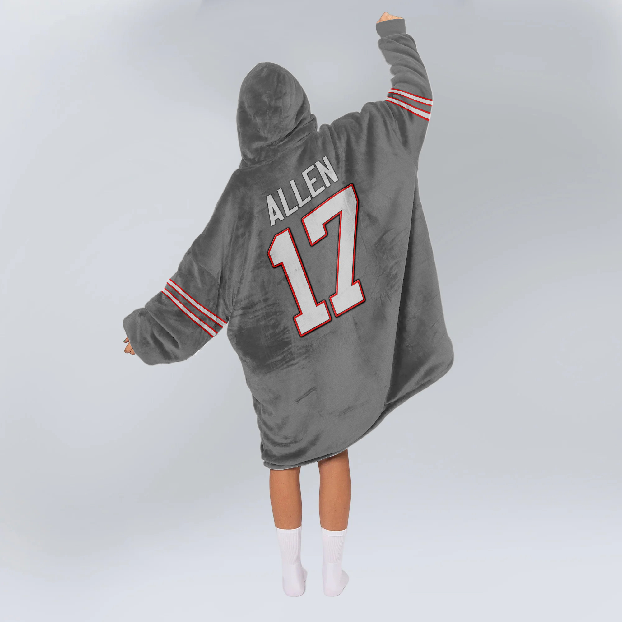 Adult 17 Buffalo Football Unisex Blanket Hoodie