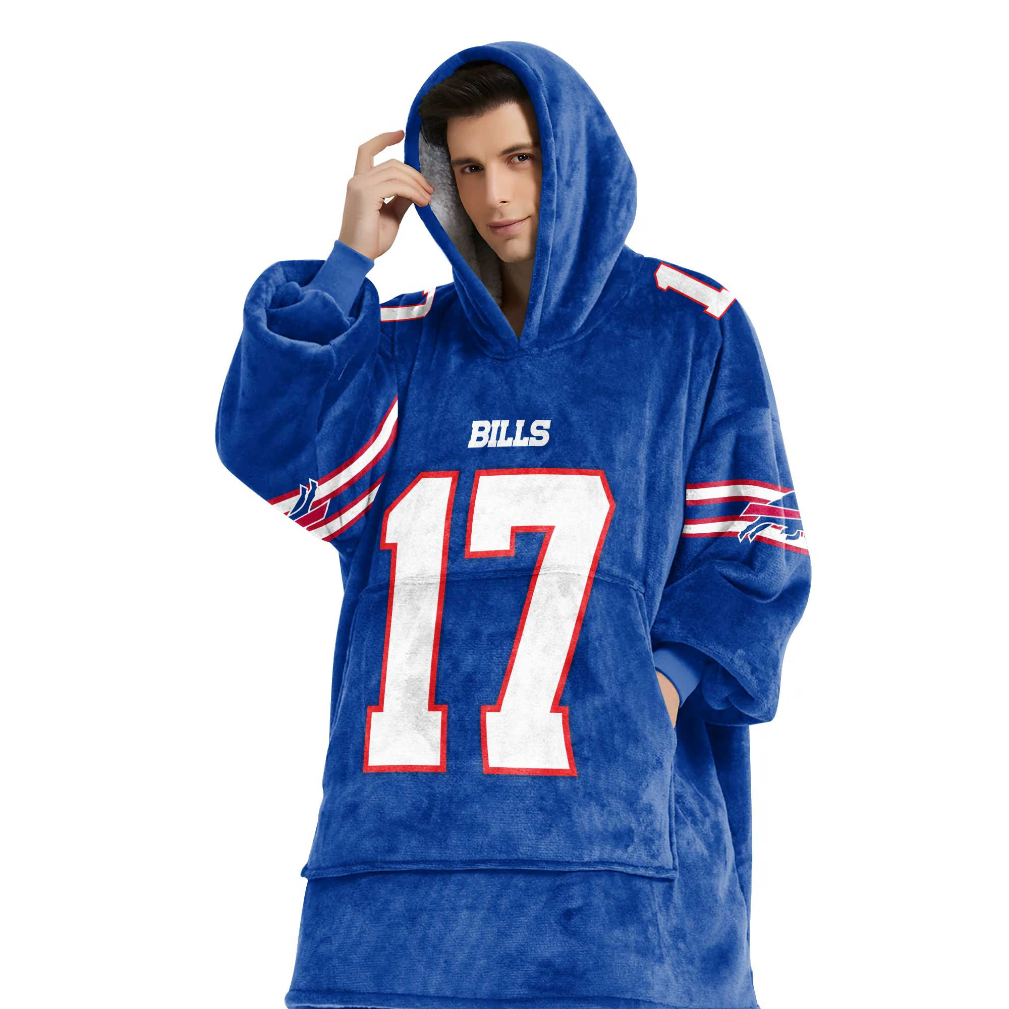 Adult J.A 17 Bills Football Unisex Blanket Hoodie
