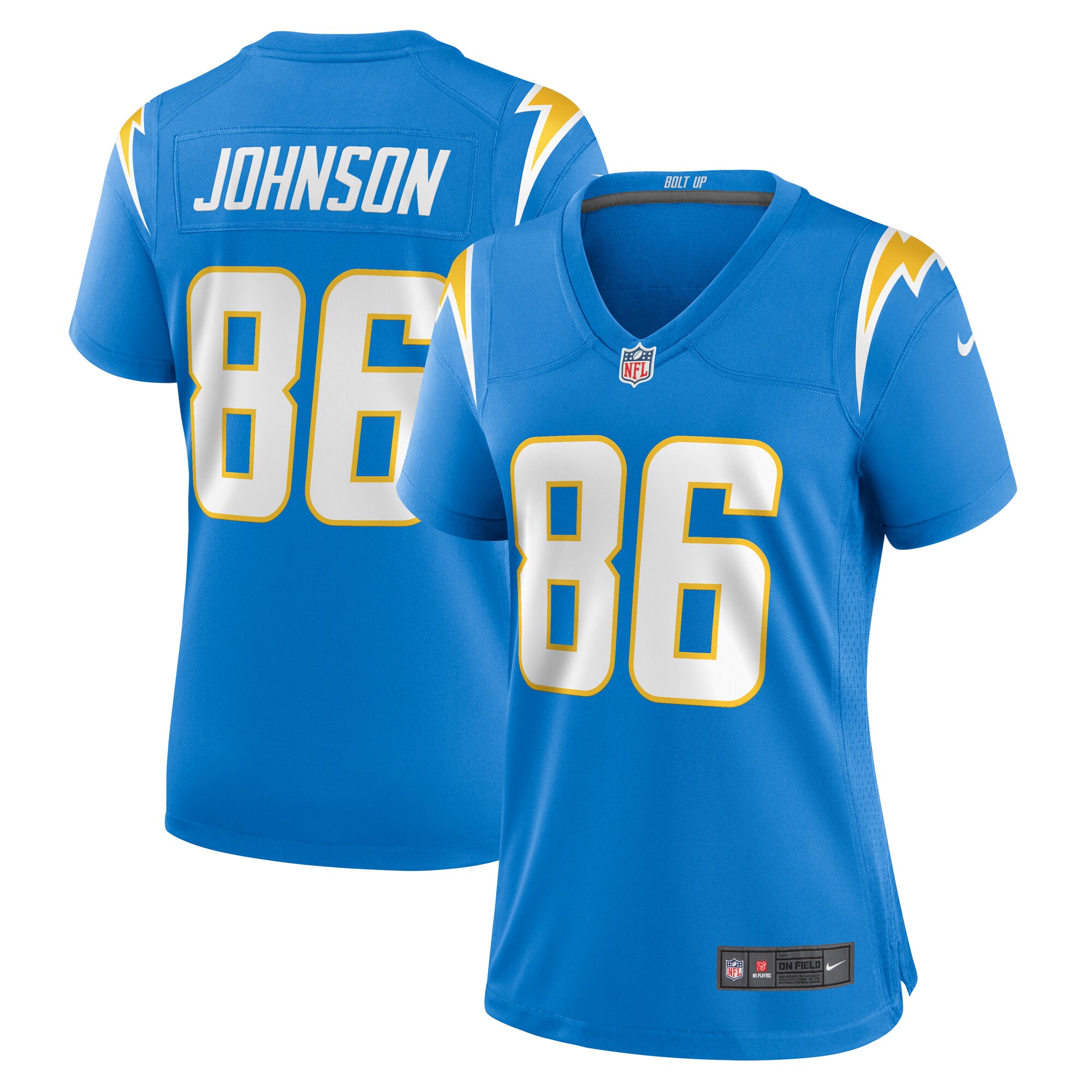 Cornelius Johnson Los Angeles Chargers Women's  Game Jersey -  Powder Blue