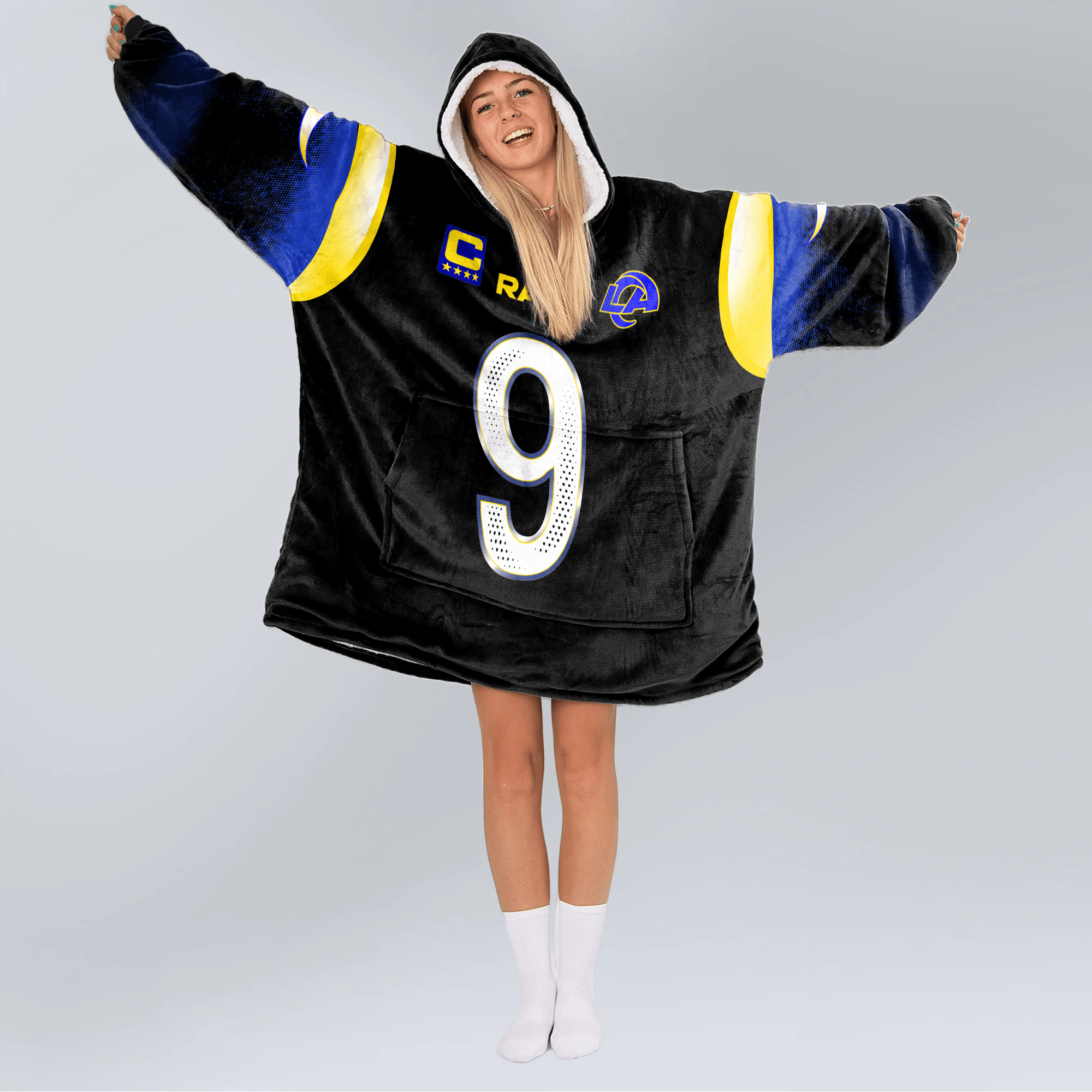 Adult M.S 9 Captain Los Angeles R Football Unisex Blanket Hoodie