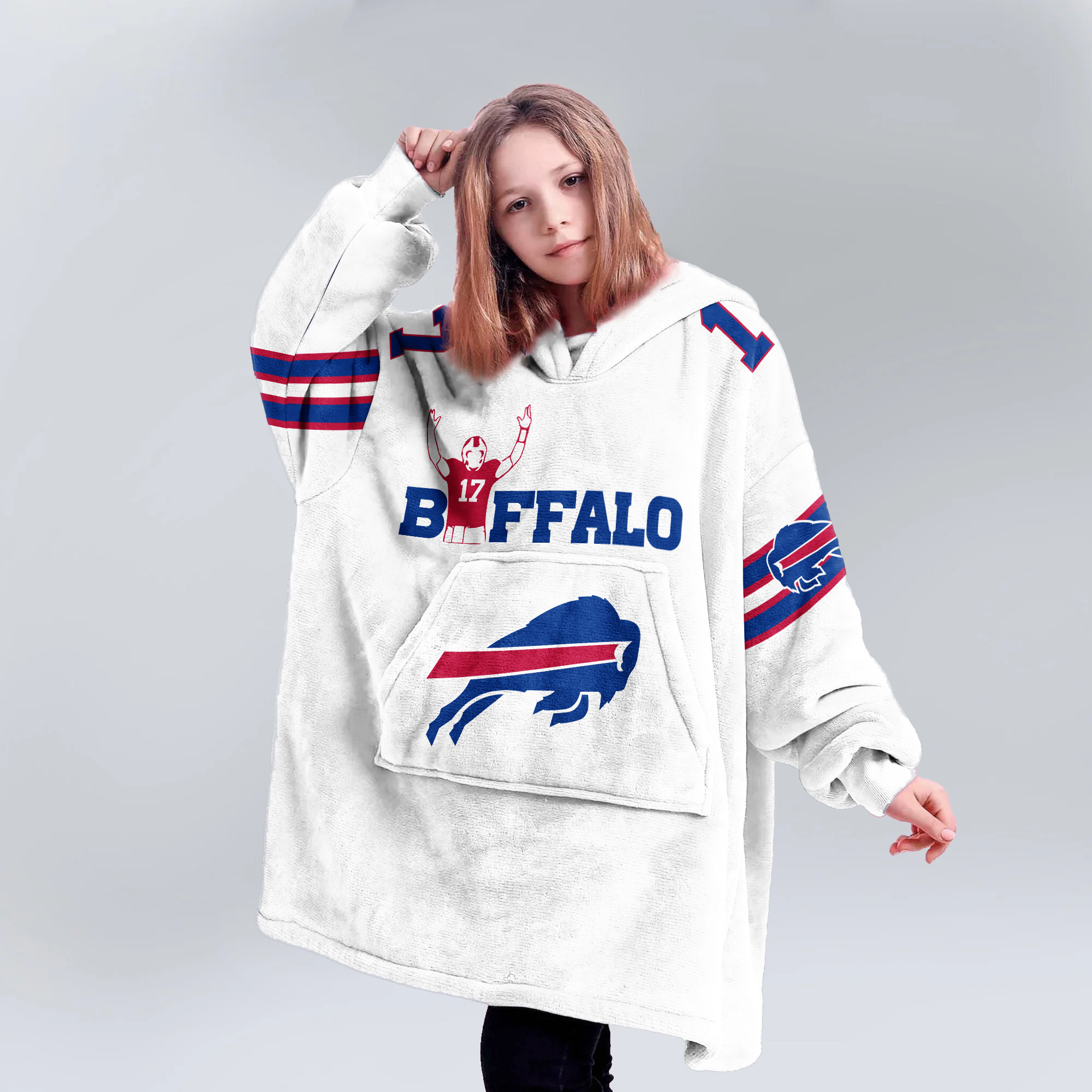 Kid J.A. 17 Buffalo Football Unisex Blanket Hoodie