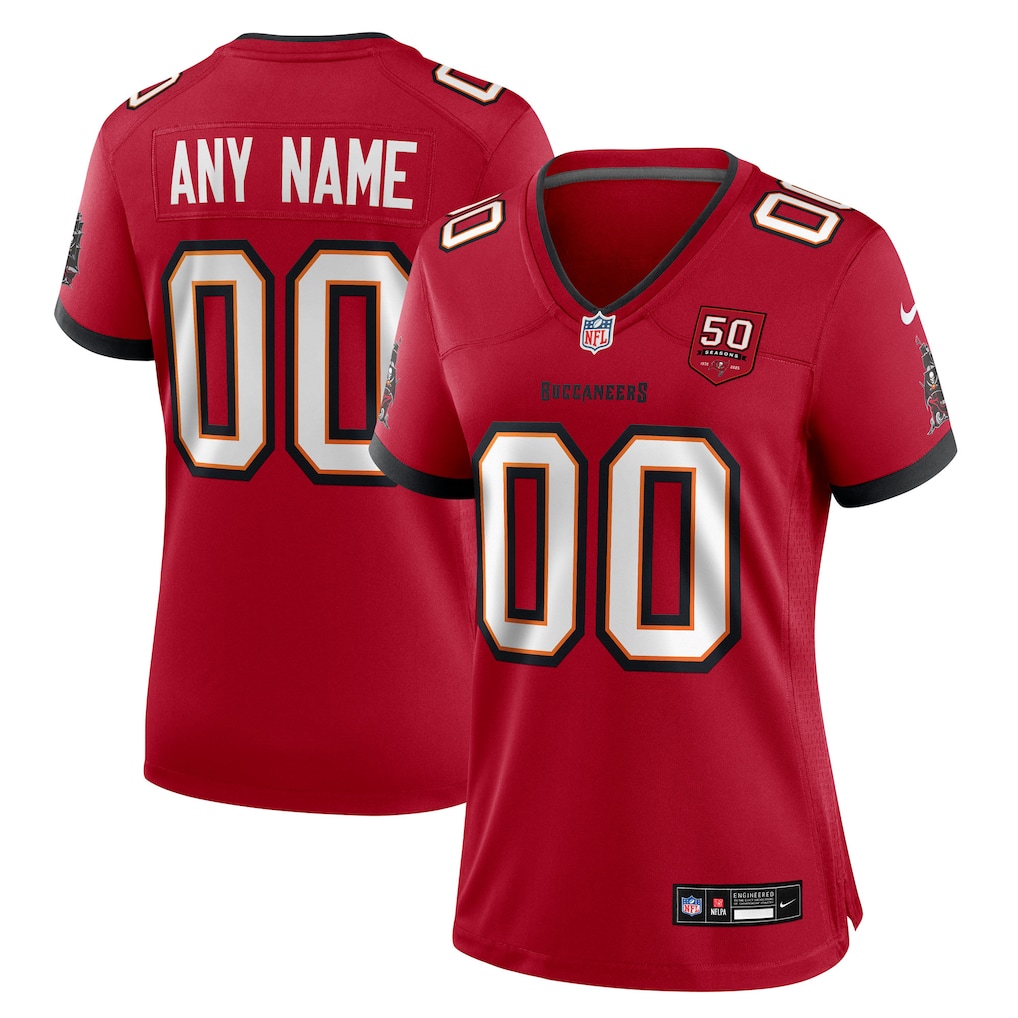 Custom Tampa Bay Buccaneers Women's 50th Season Game Jersey - Red