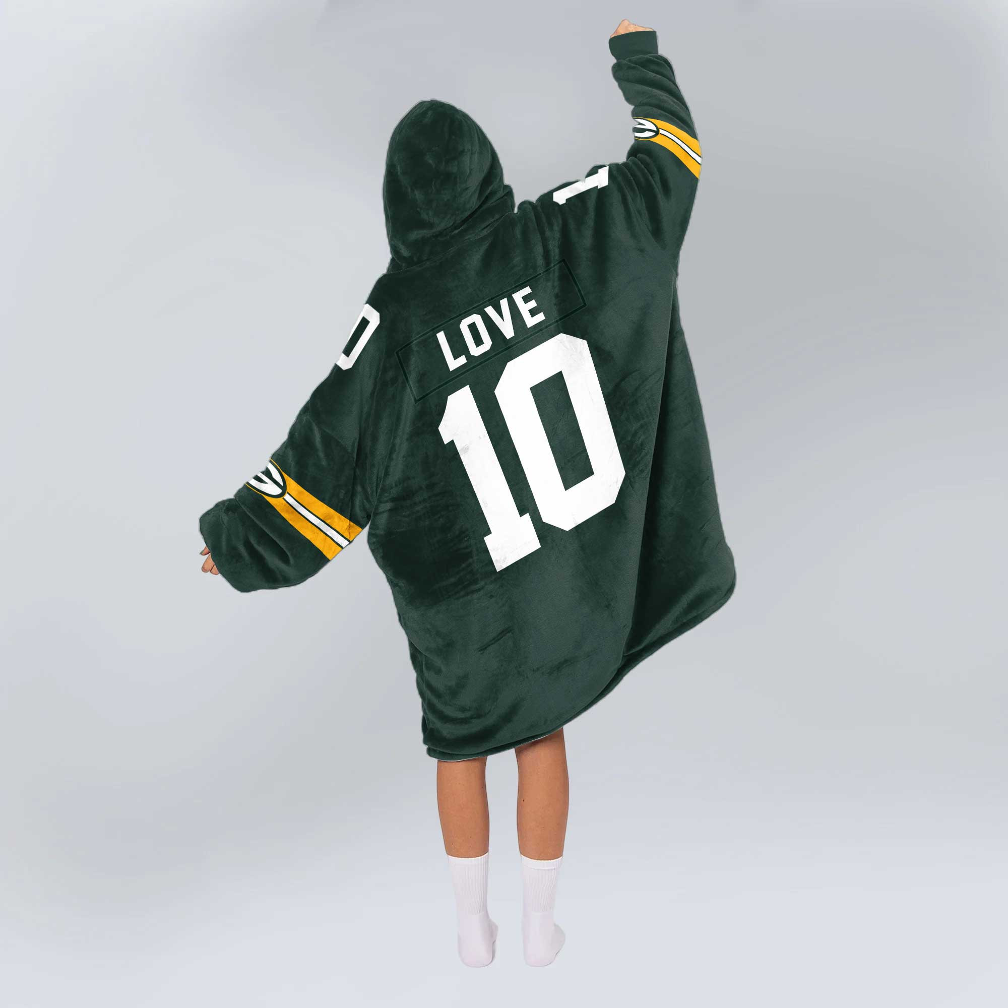Adult 10 Green Bay Football Unisex Blanket Hoodie