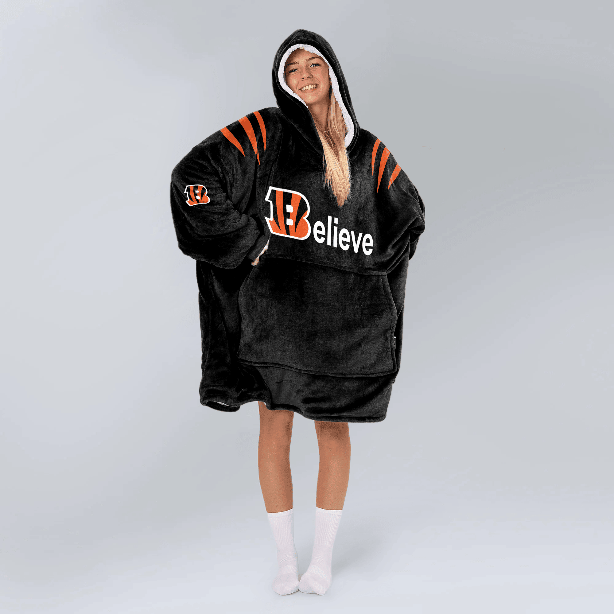 Adult Believe 9 Cincinnati Football Unisex Blanket Hoodie