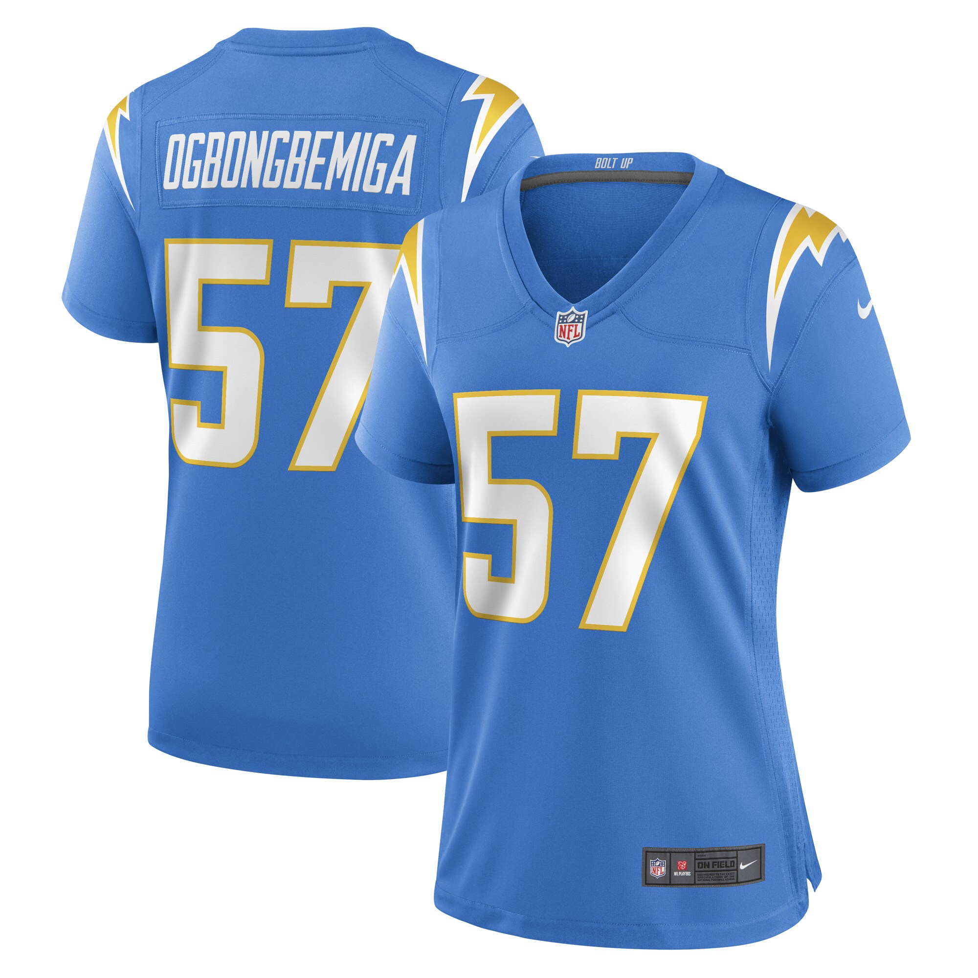 Amen Ogbongbemiga Los Angeles Chargers  Women's Game Player Jersey - Powder Blue