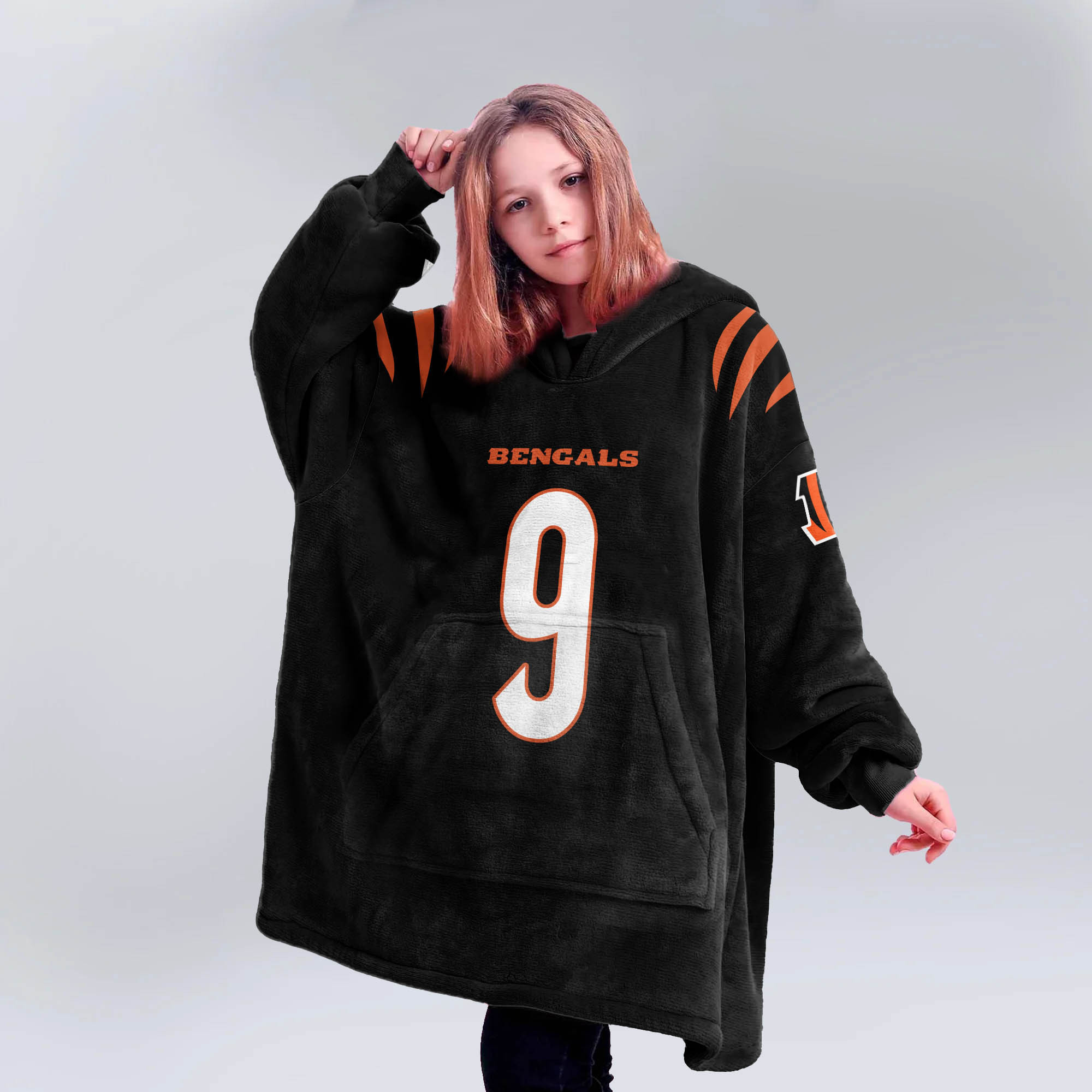 Adult J.B 9 Cincinnati Football Unisex Blanket Hoodie