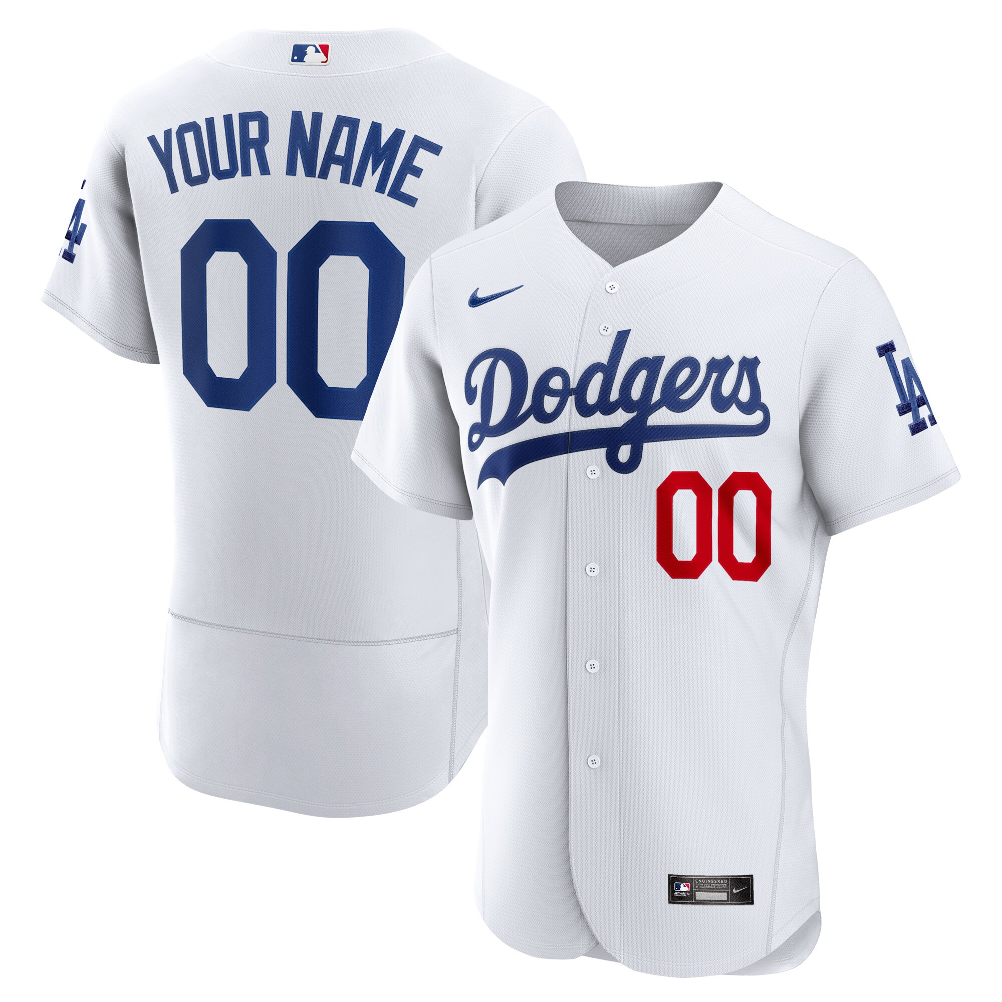 Los Angeles Dodgers  Home Authentic Custom Patch Jersey - White
