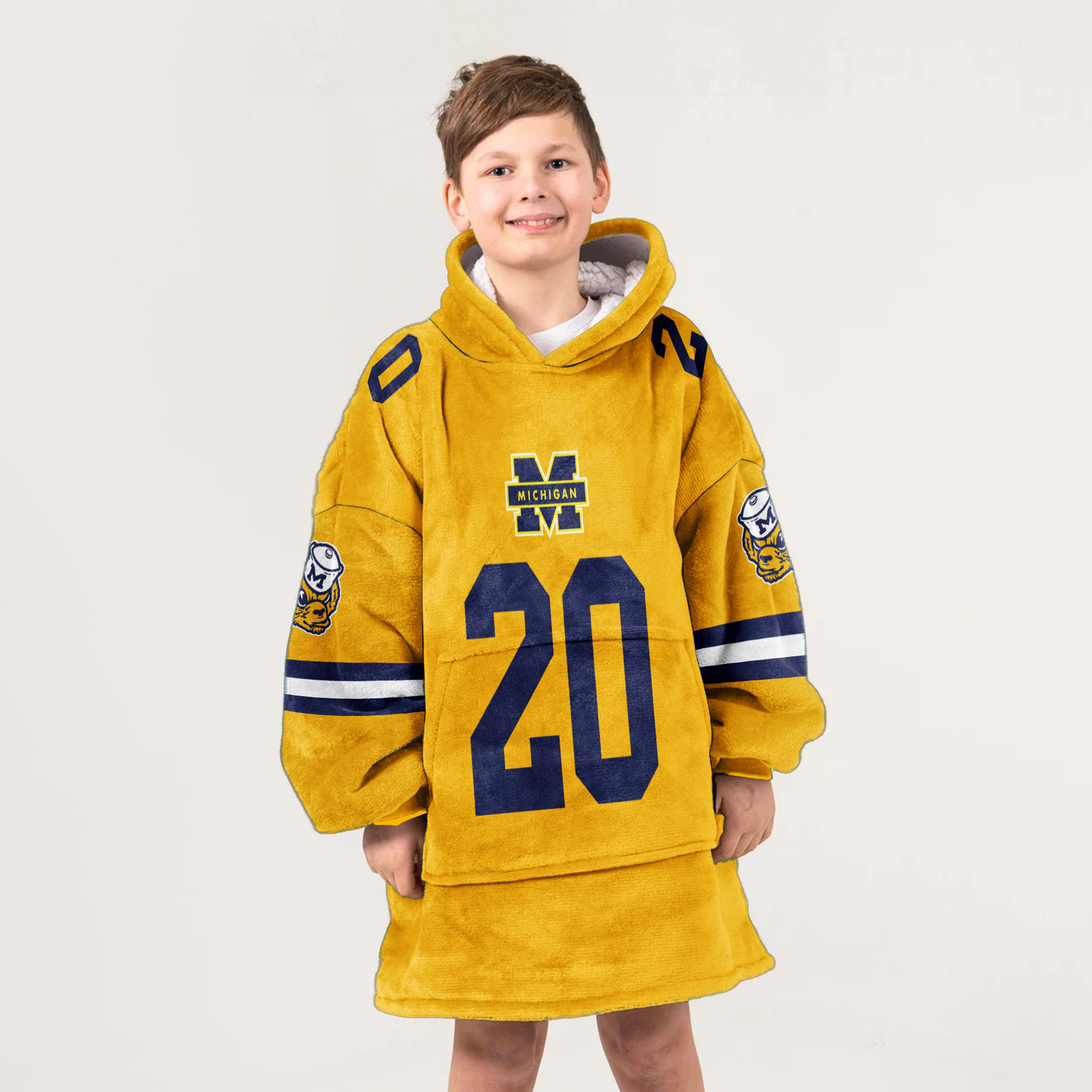 Adult 20 Michigan Football Unisex Blanket Hoodie