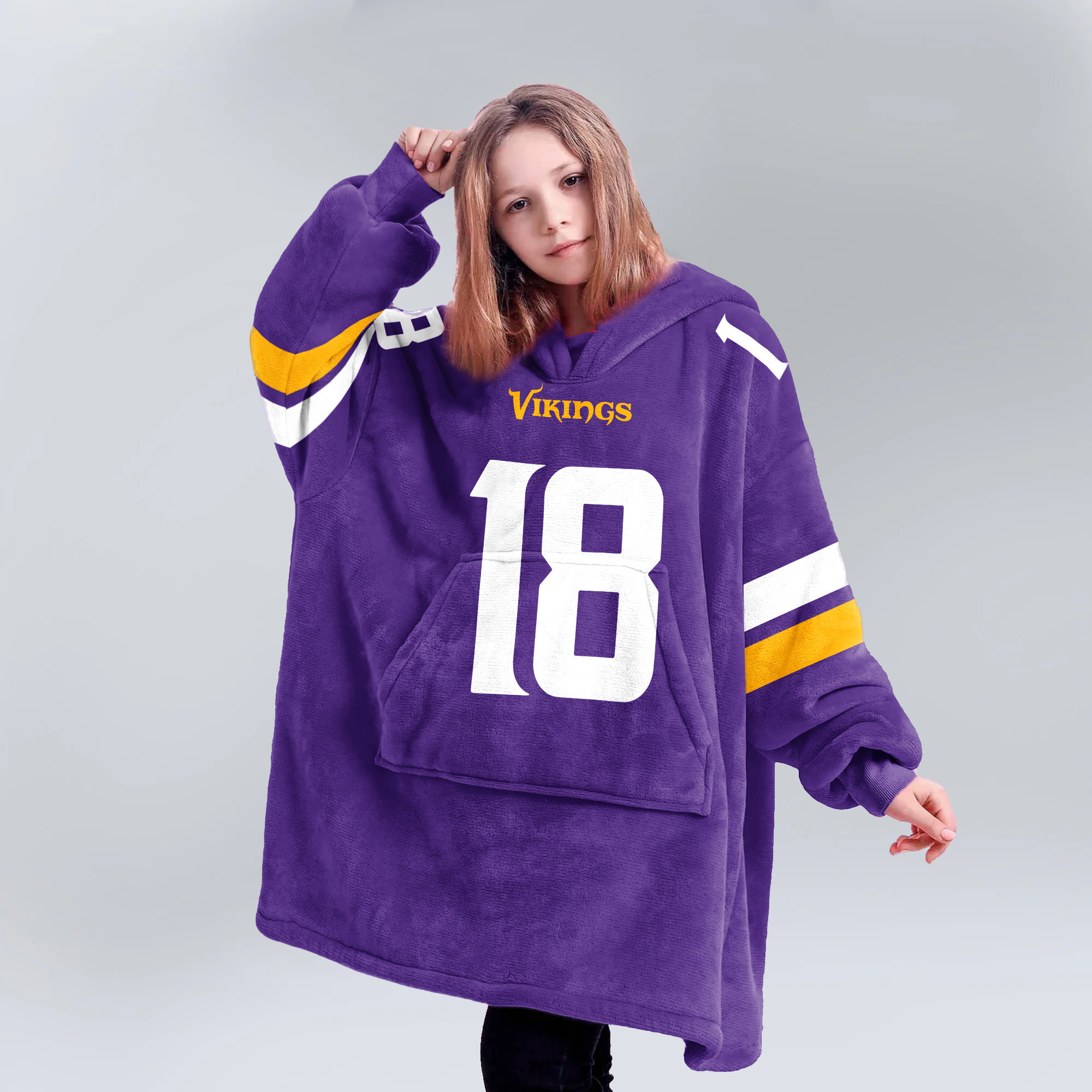 Adult 18 Minnesota Football Unisex Blanket Hoodie