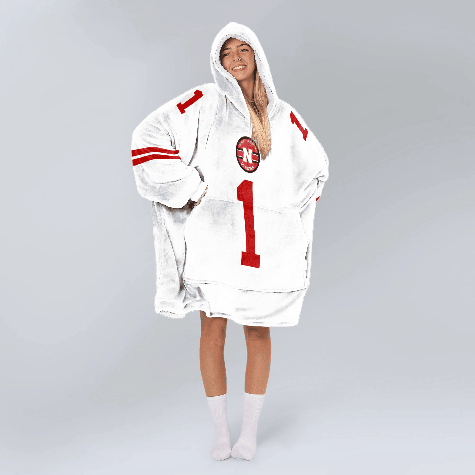 Adult 1 Nebraska Football Unisex Blanket Hoodie