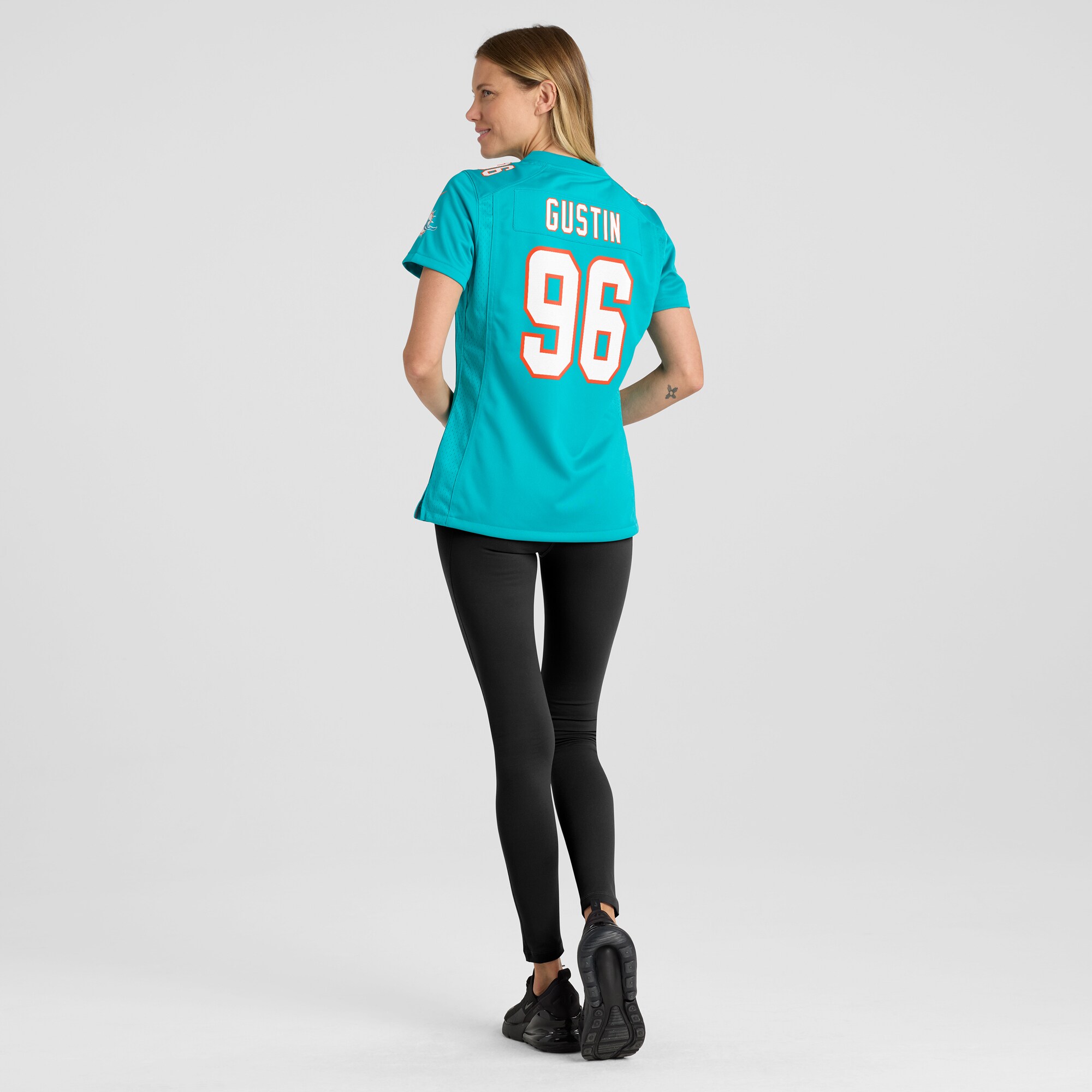 Porter Gustin Miami Dolphins Women's Game Player Jersey - Aqua