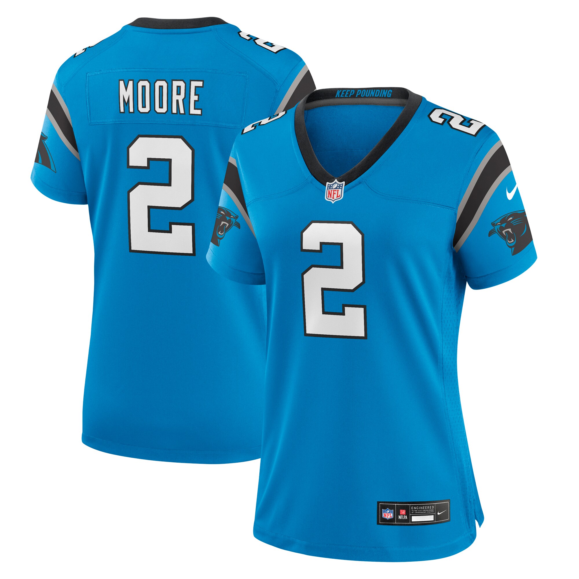 D.J. Moore Carolina Panthers  Women's Alternate Game Jersey - Blue