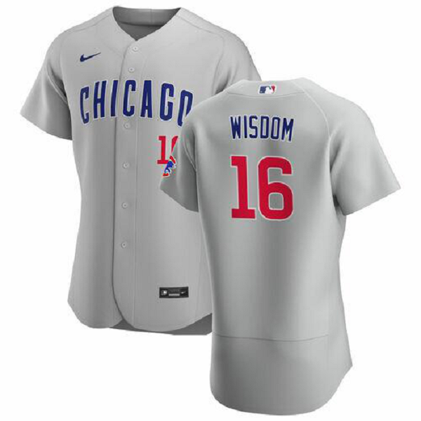 Men's Chicago Cubs #16 Patrick Wisdom  Road Jersey