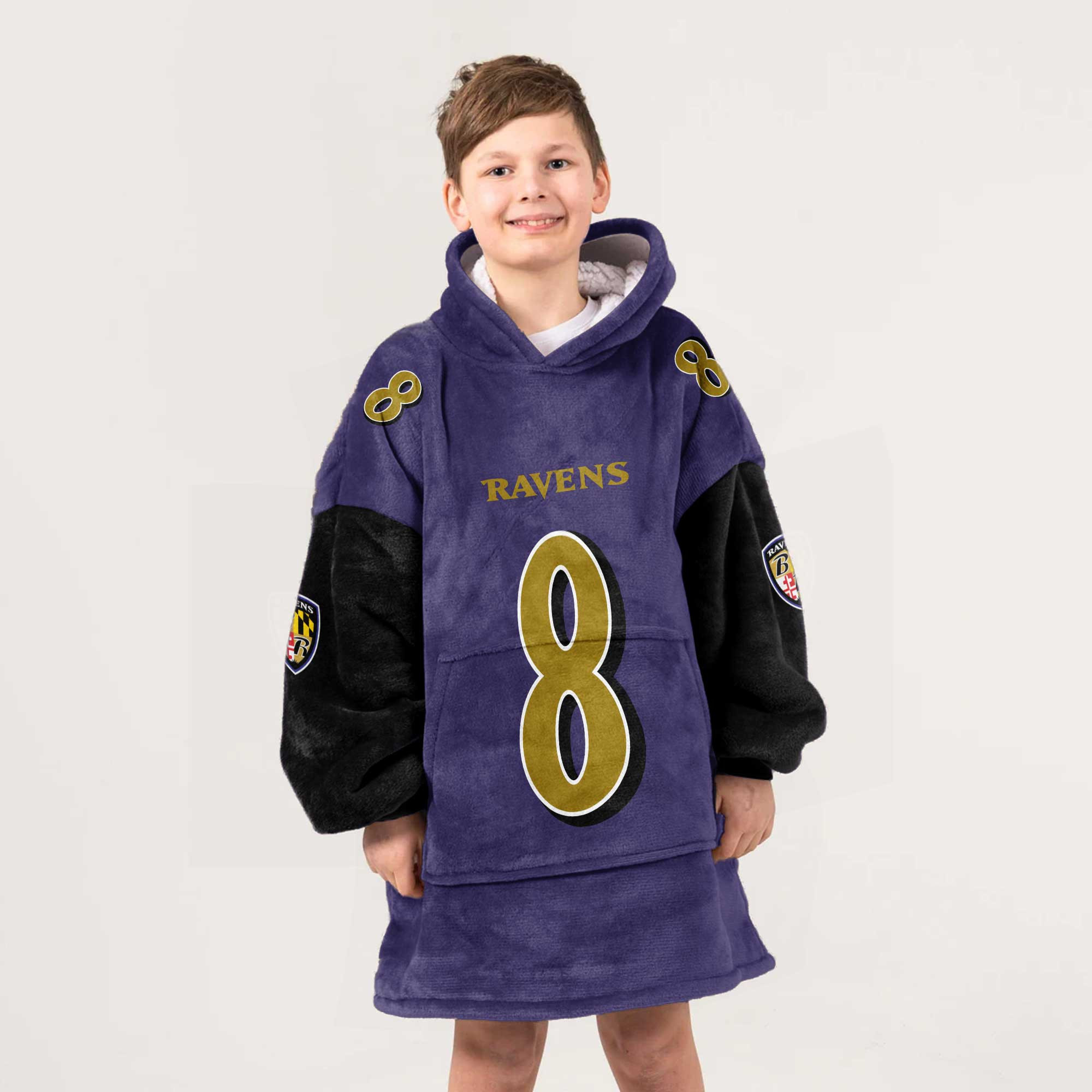 Adult 8 Baltimore Football Unisex Blanket Hoodie