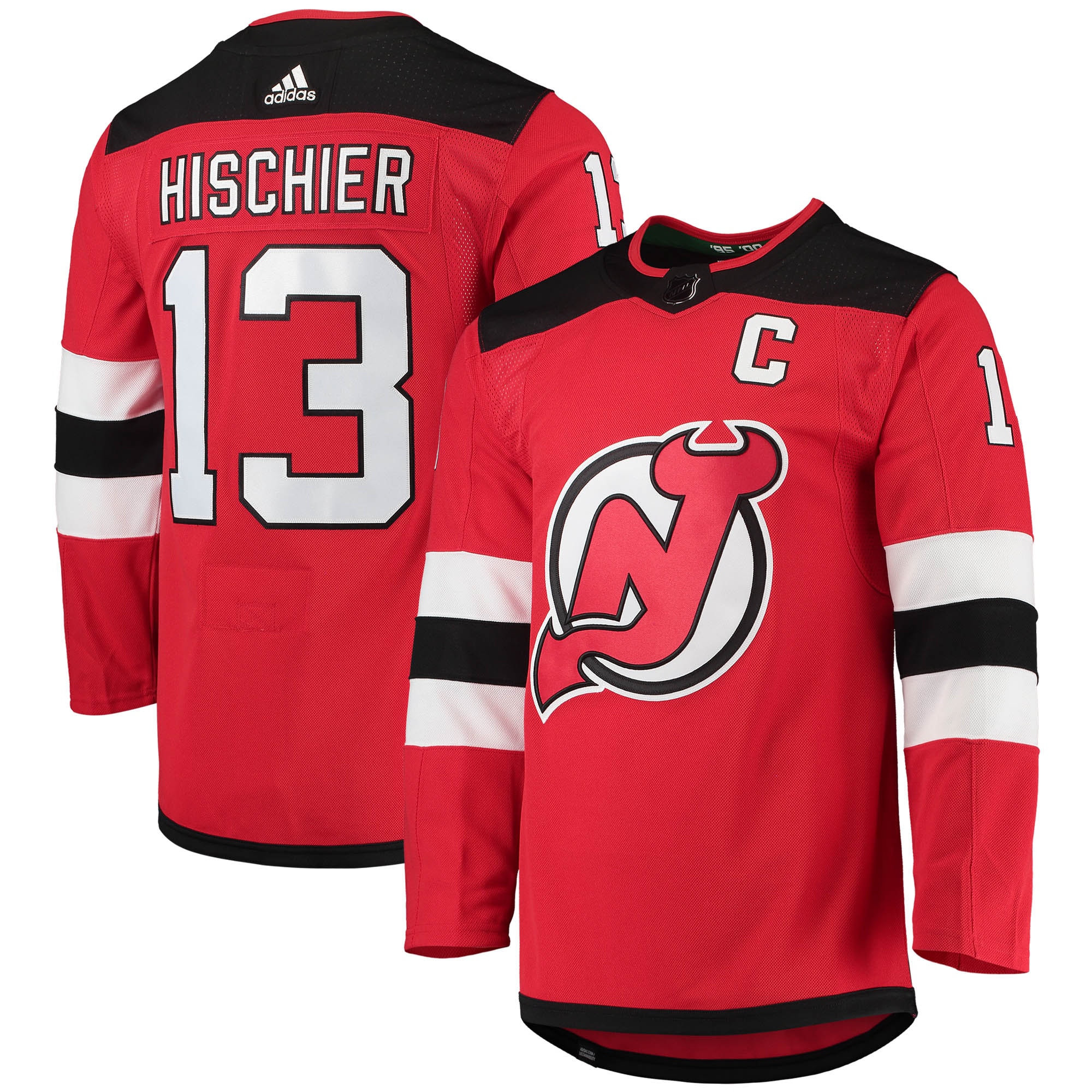 Nico Hischier New Jersey Devils  Home Captain Patch Primegreen Authentic Pro Player Jersey - Red