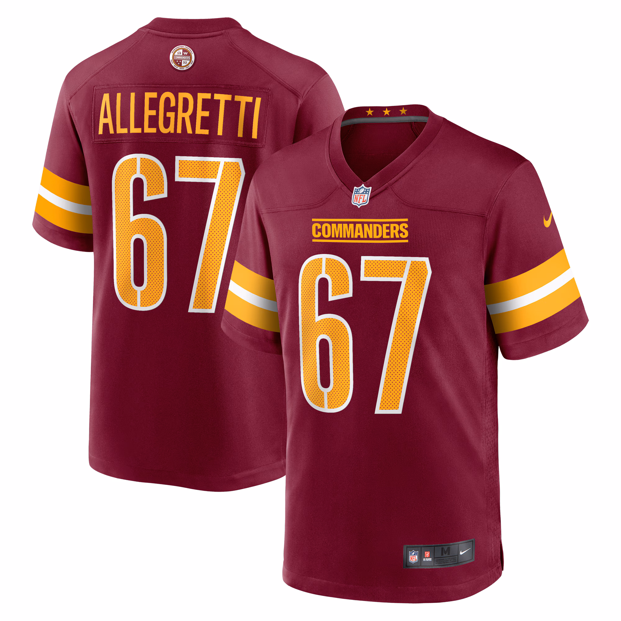 Nick Allegretti Washington Commanders  Game Jersey -  Burgundy