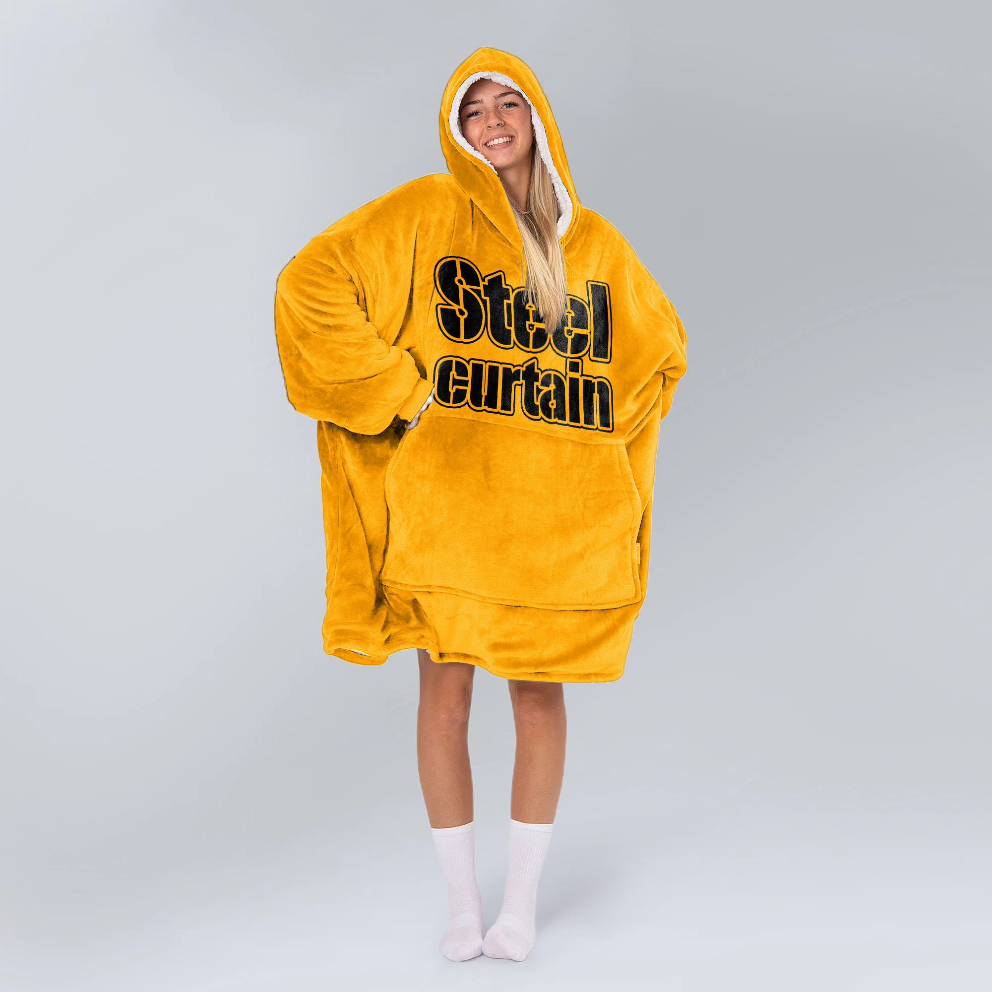 Adult Steel Curtain Pittsburgh Football Unisex Blanket Hoodie
