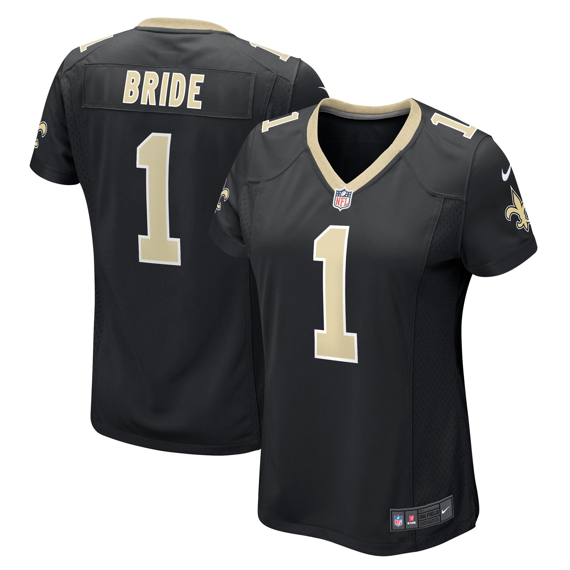Number 1 Bride New Orleans Saints Women's Game Jersey - Black