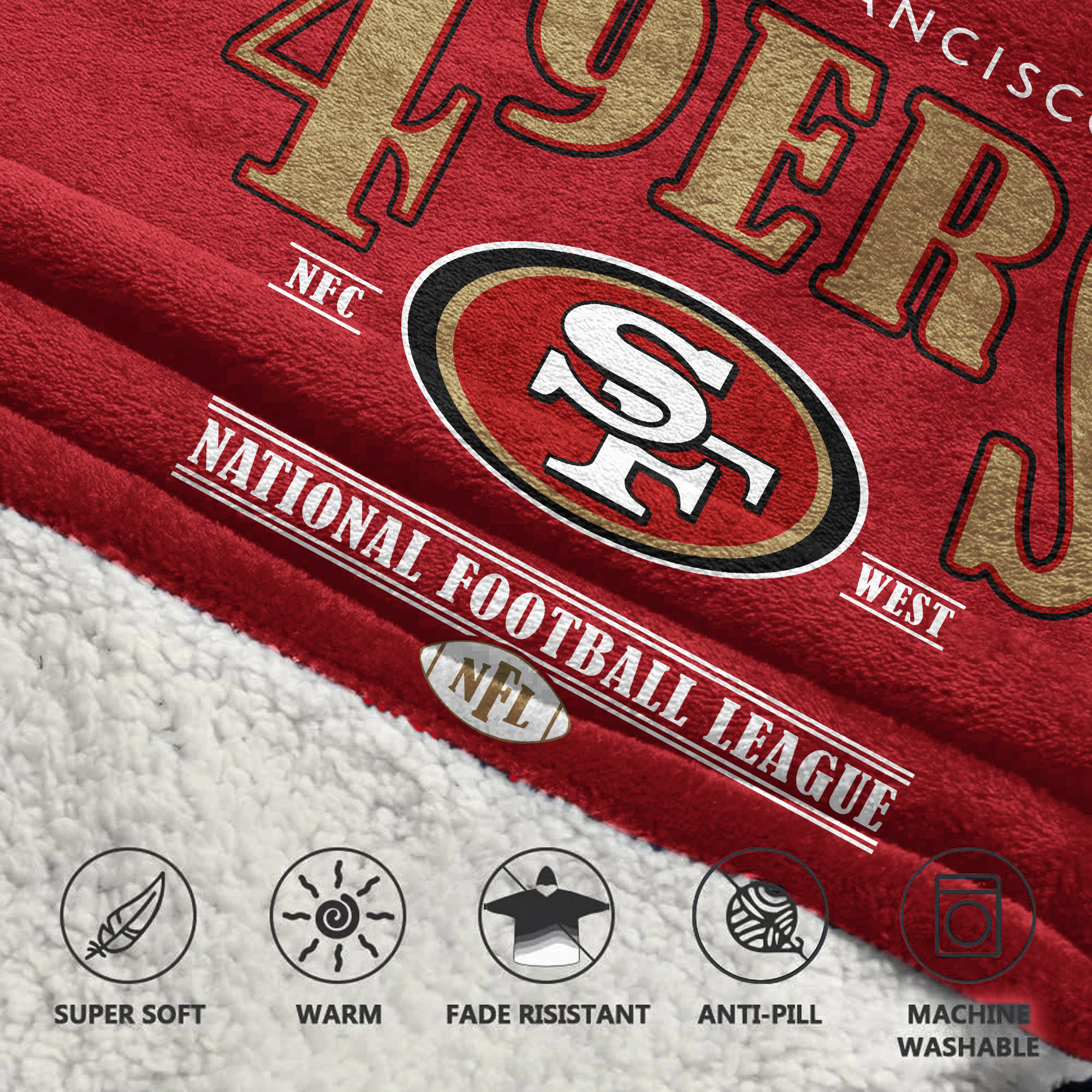 Adult San Francisco 49ers Football Unisex Blanket Hoodie
