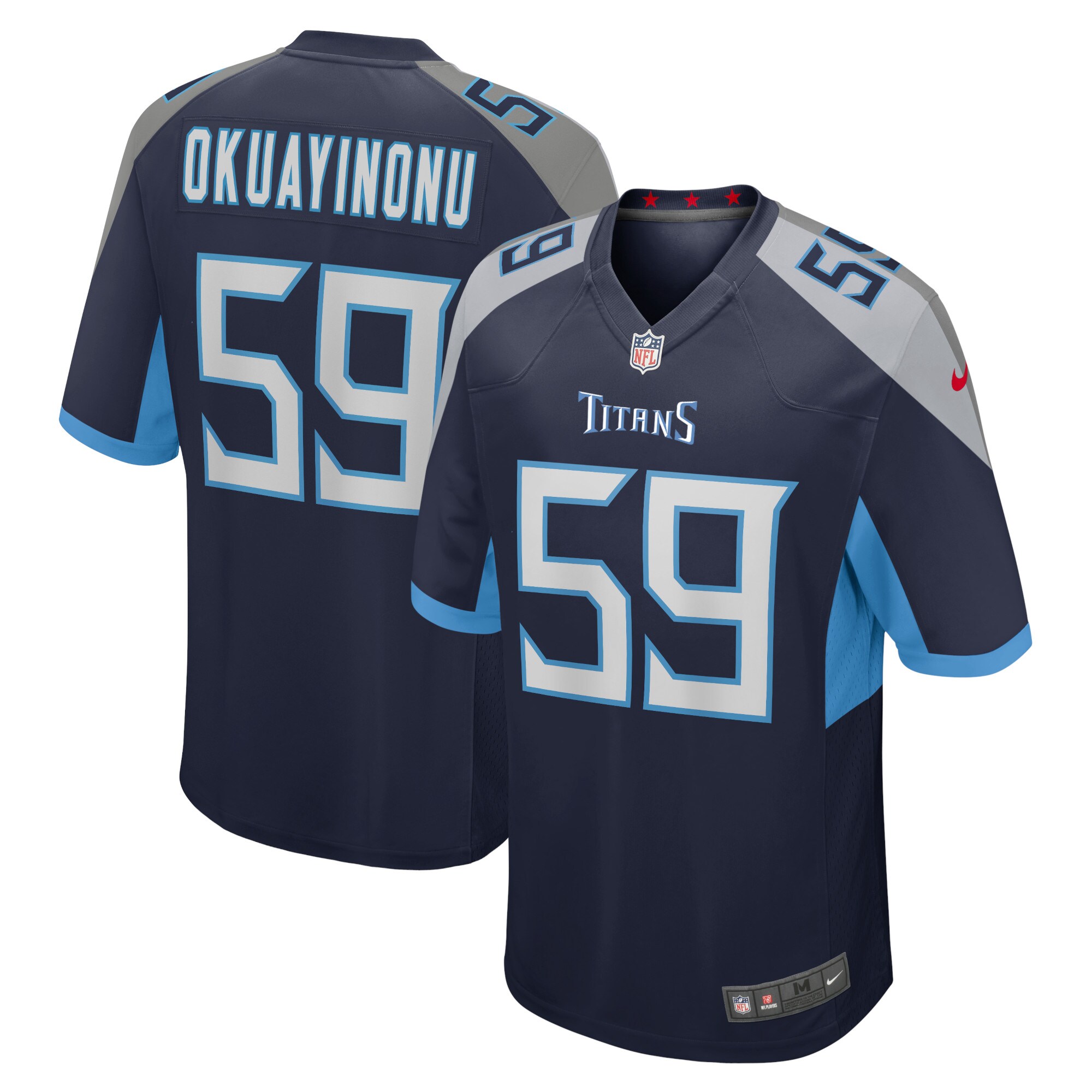 Sam Okuayinonu Tennessee Titans  Home Game Player Jersey - Navy