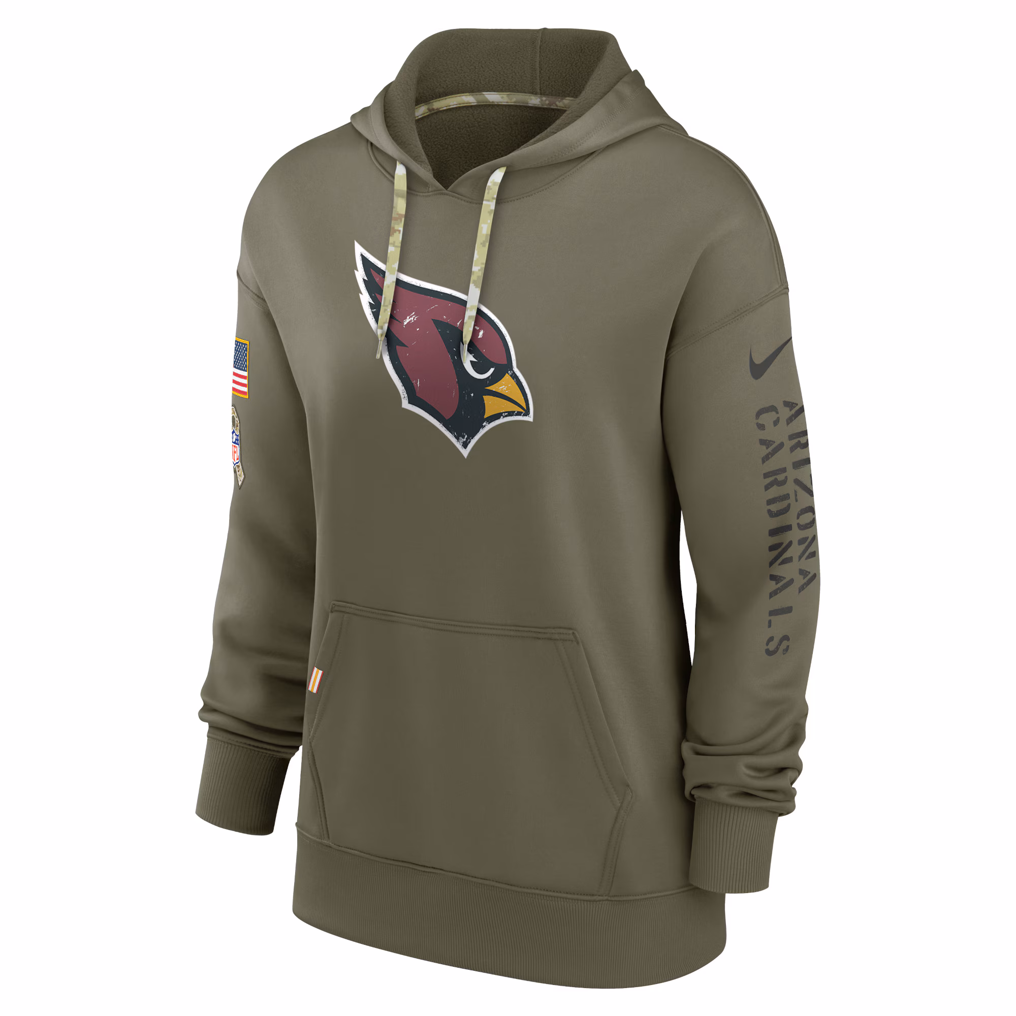 Arizona Cardinals Women's 2022 Salute To Service Performance Pullover Hoodie - Olive