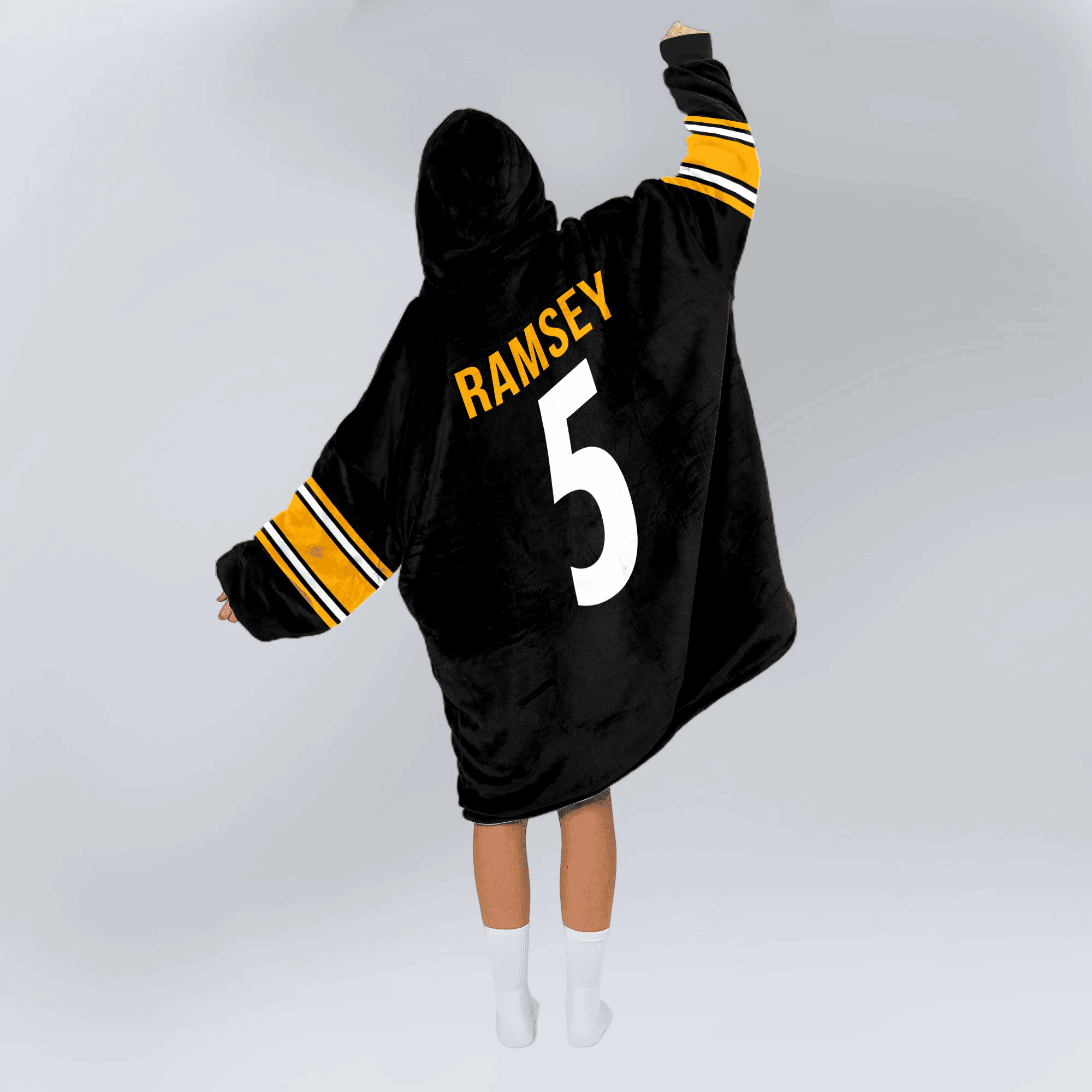 Adult 5 Pittsburgh Football Unisex Blanket Hoodie