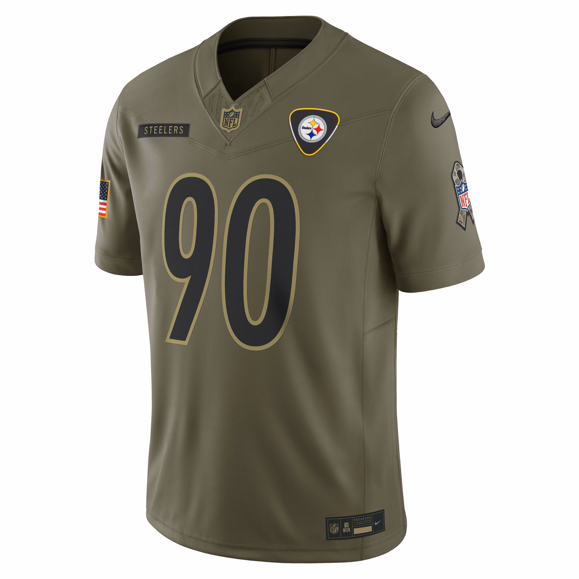 Men's Pittsburgh Steelers T.J. Watt Olive 2025 Salute to Service Limited Jersey