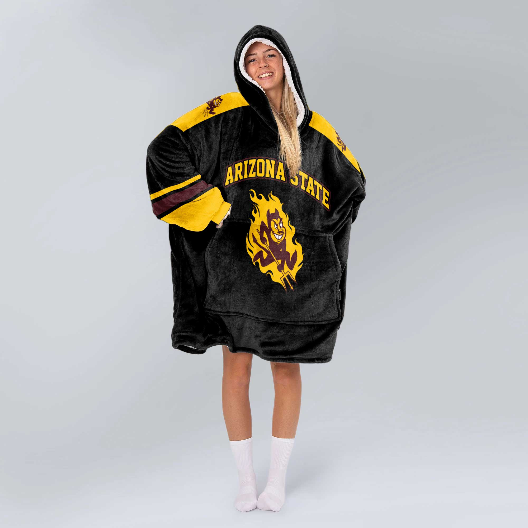 Adult #1 Arizona State Football Unisex Blanket Hoodie